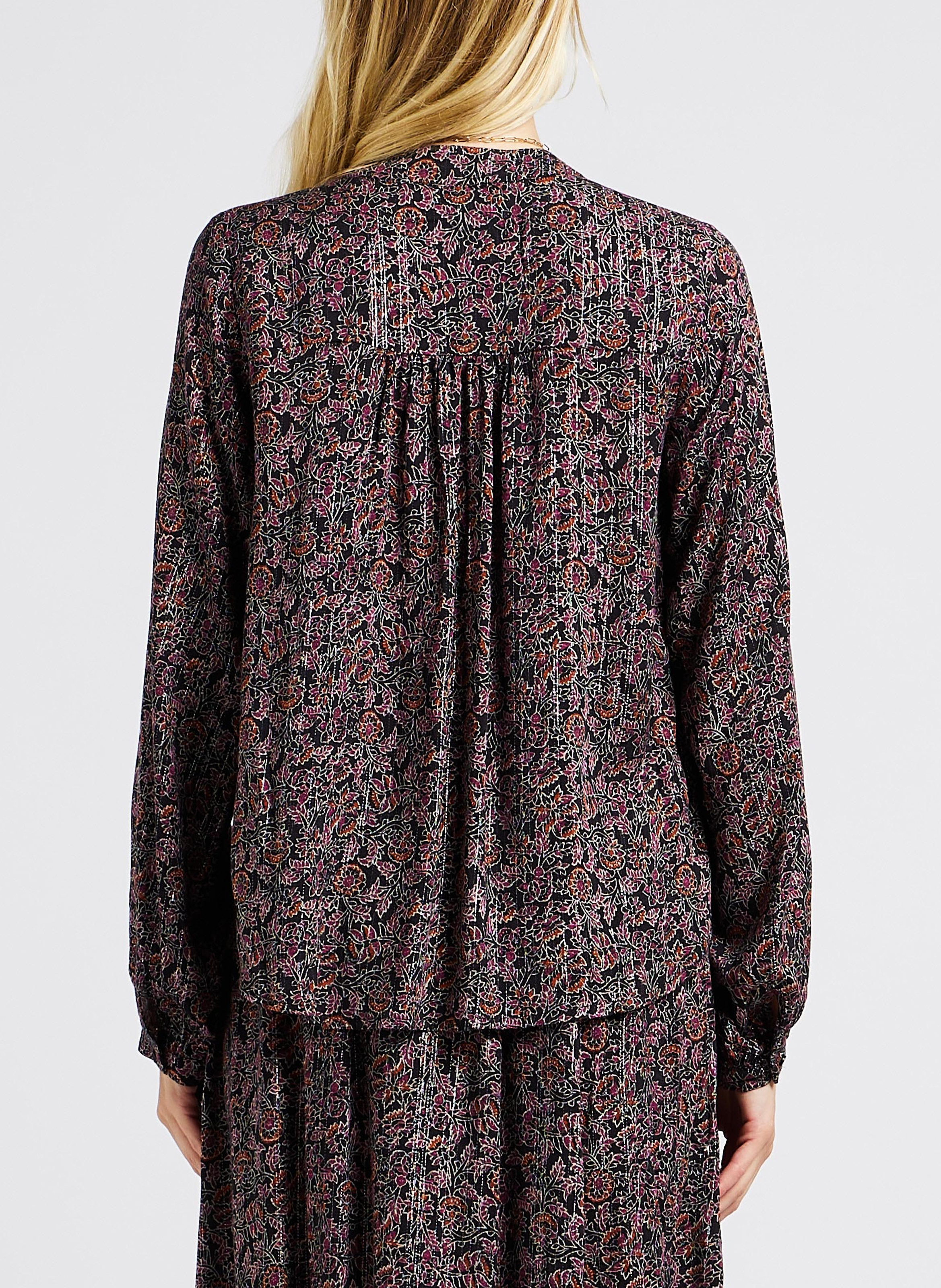 Printed V-neck blouse GRACE ET MILA Black