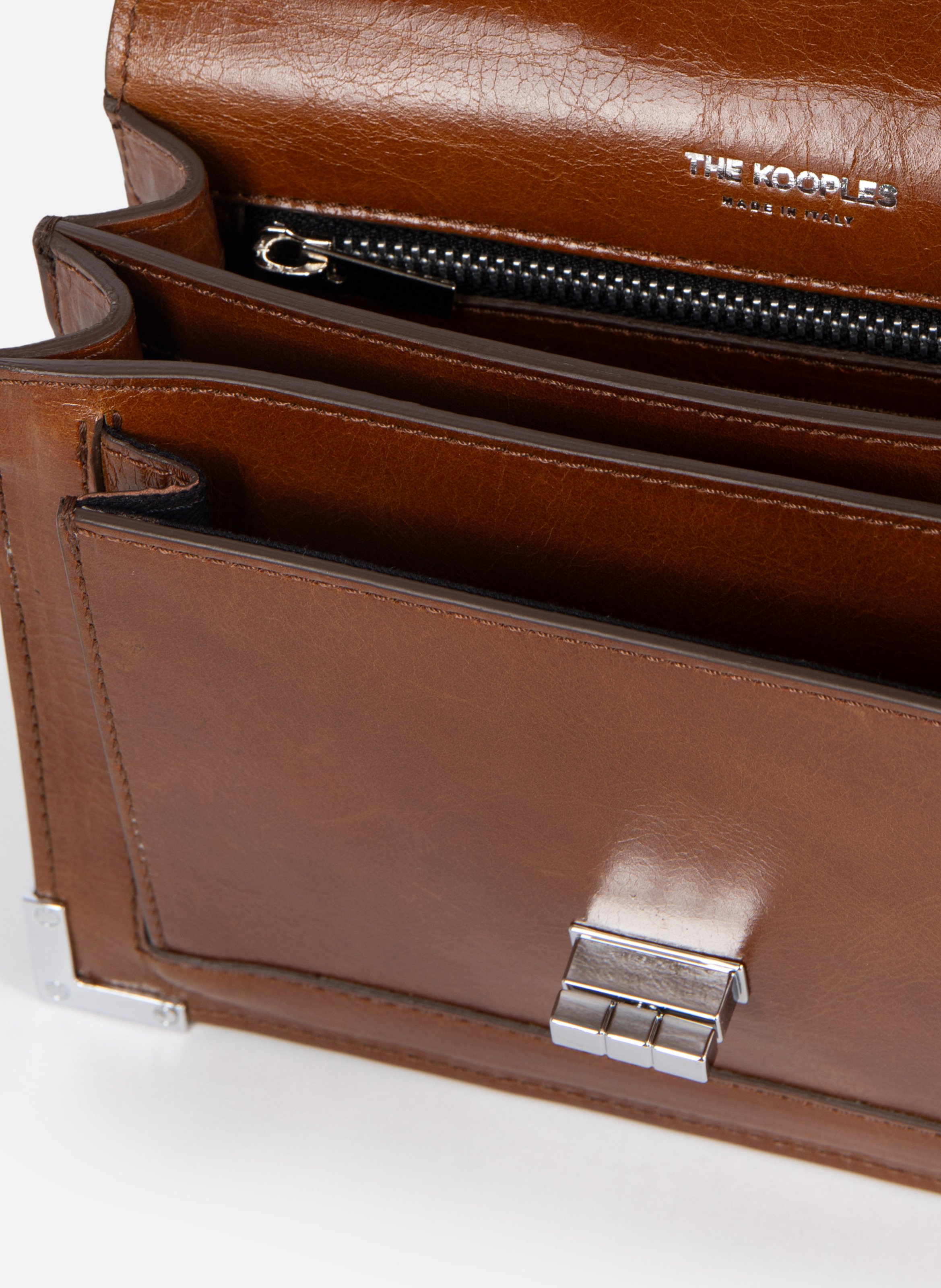 Emily cracked leather bag THE KOOPLES Brown