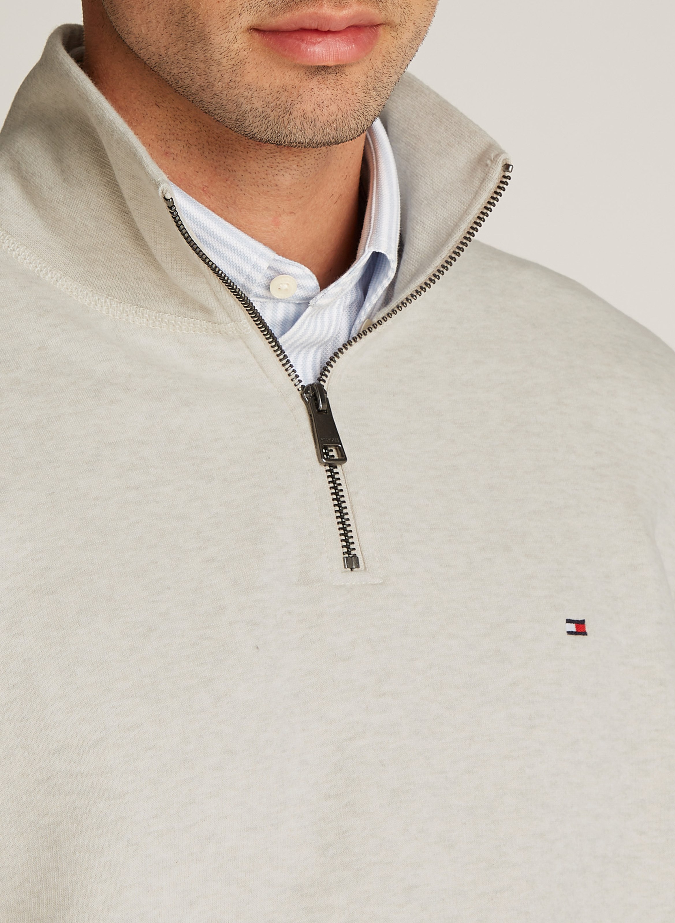 Gerader Pullover mit Stehkragen aus Baumwollmix TOMMY HILFIGER Beige