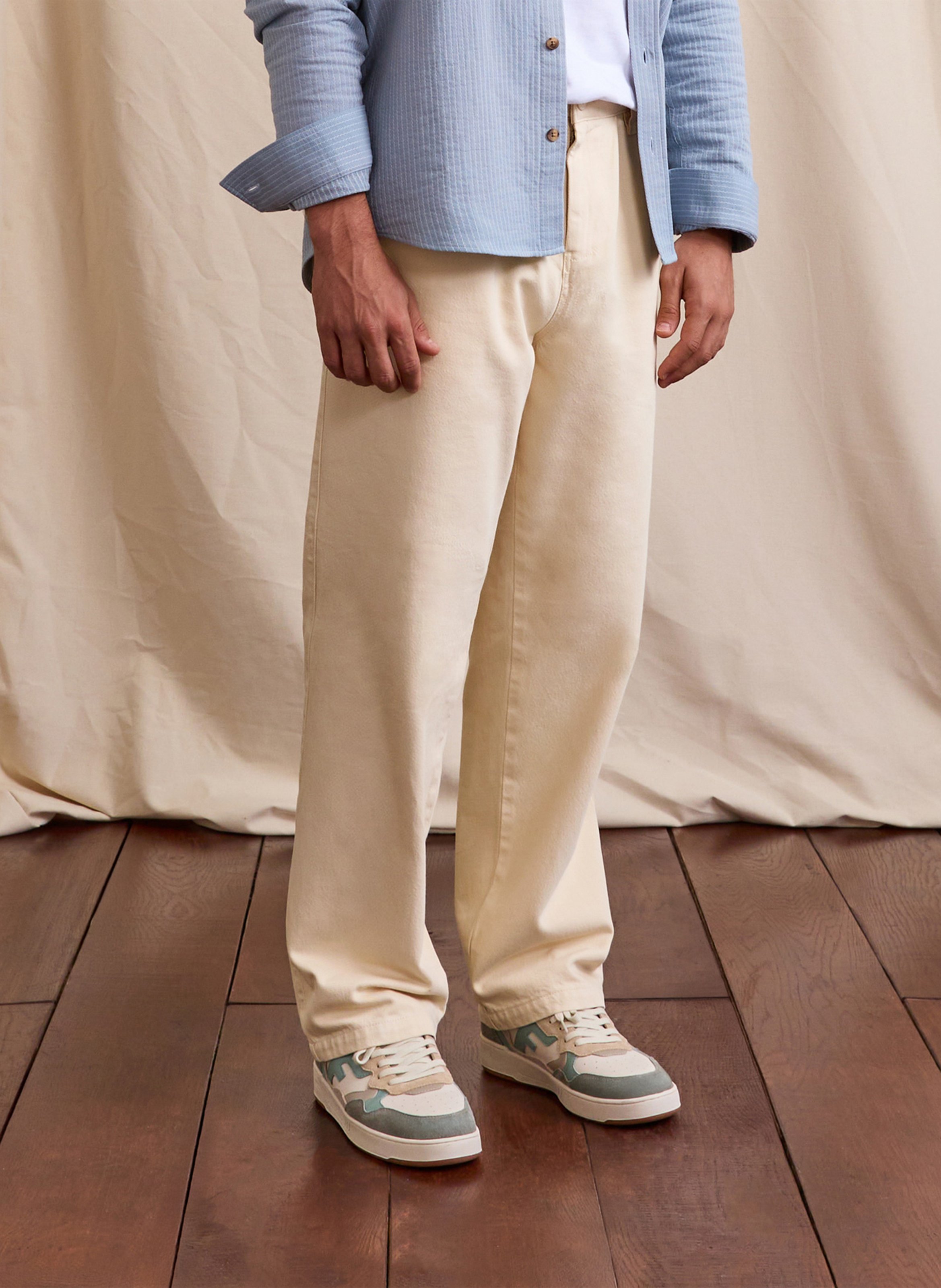 Pantalon droit en coton FAGUO Beige