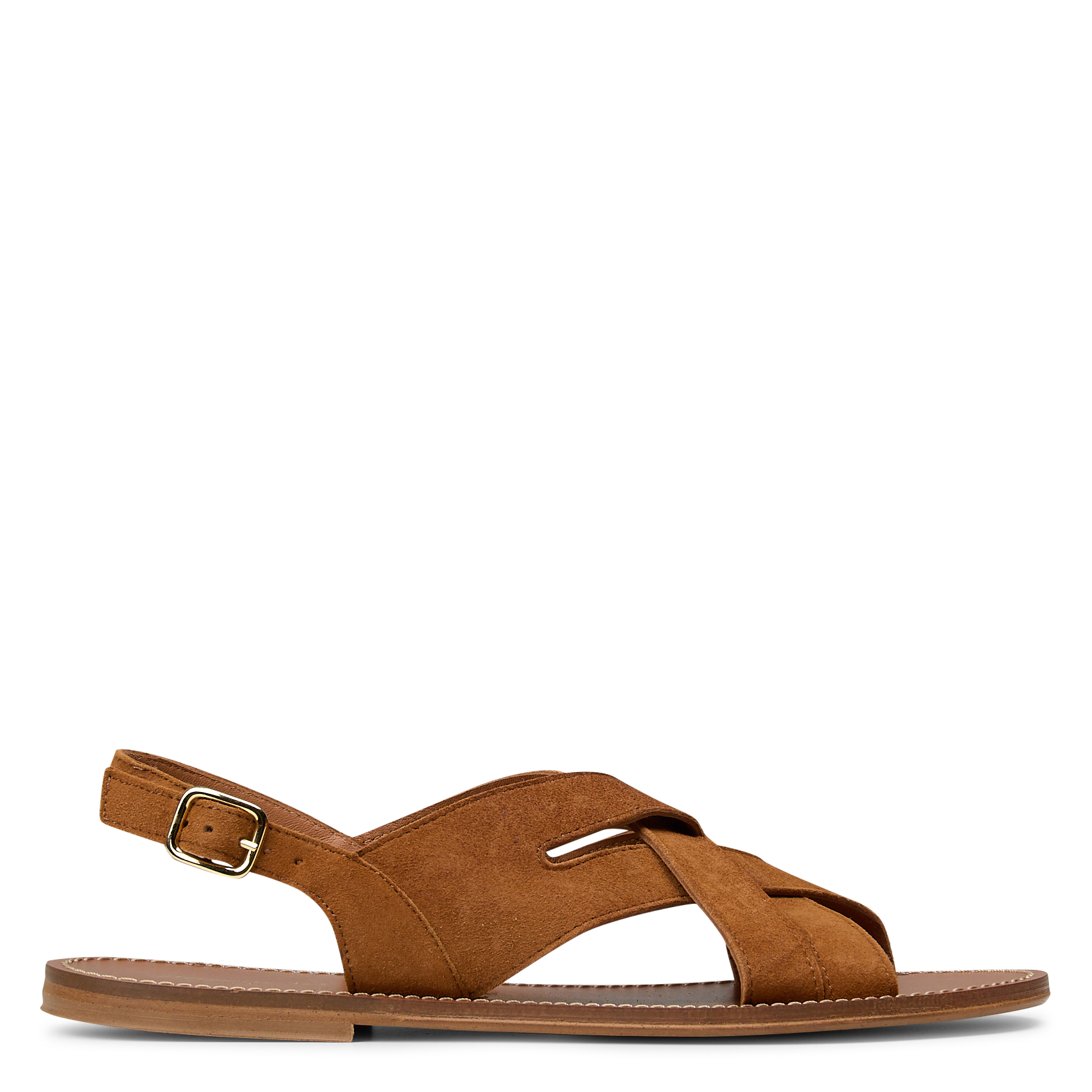 Sandales plates à brides croisées en cuir MAISON 123 Beige