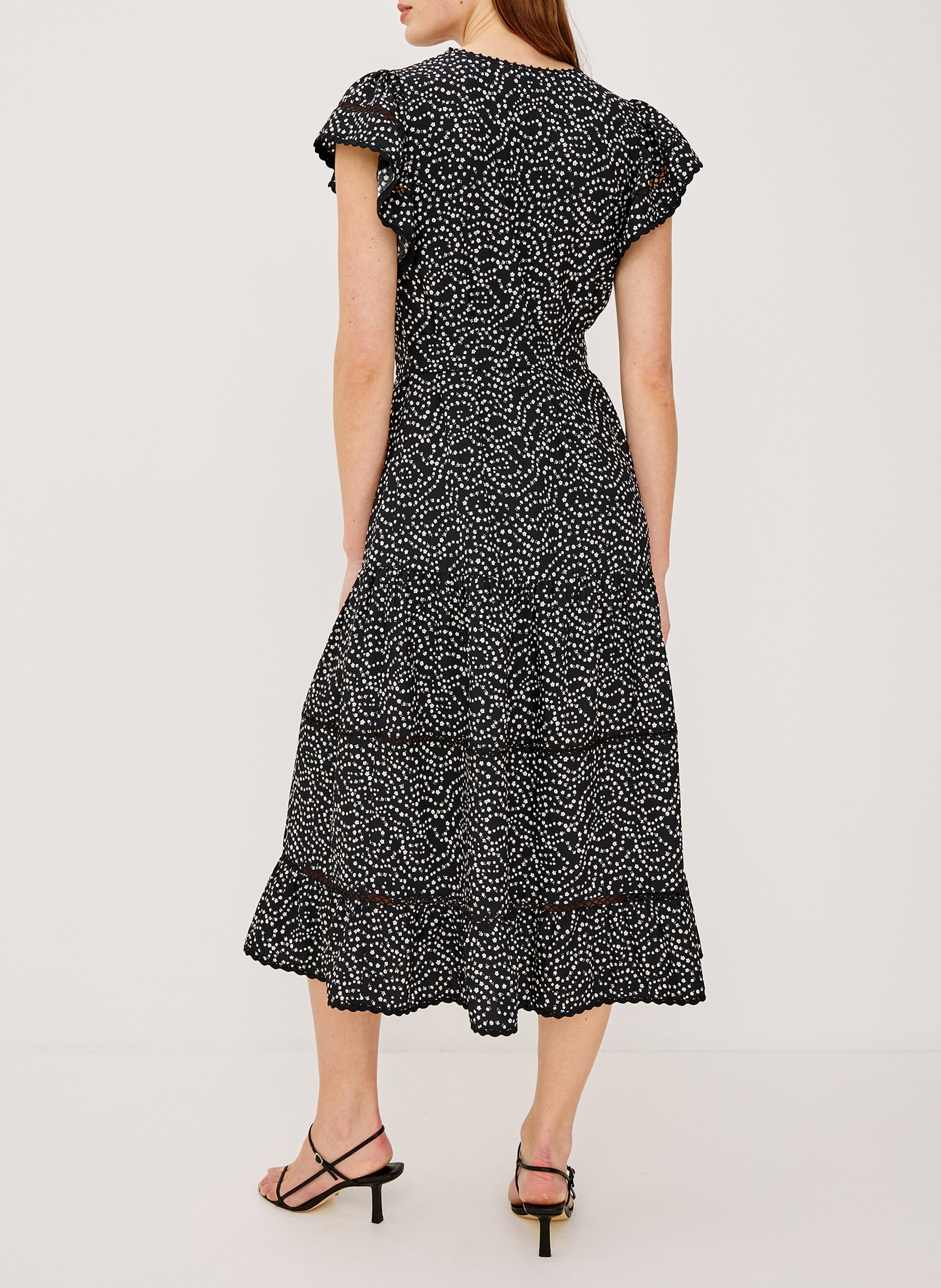 Lange jurk met Tunesische kraag en print RAILS Zwart