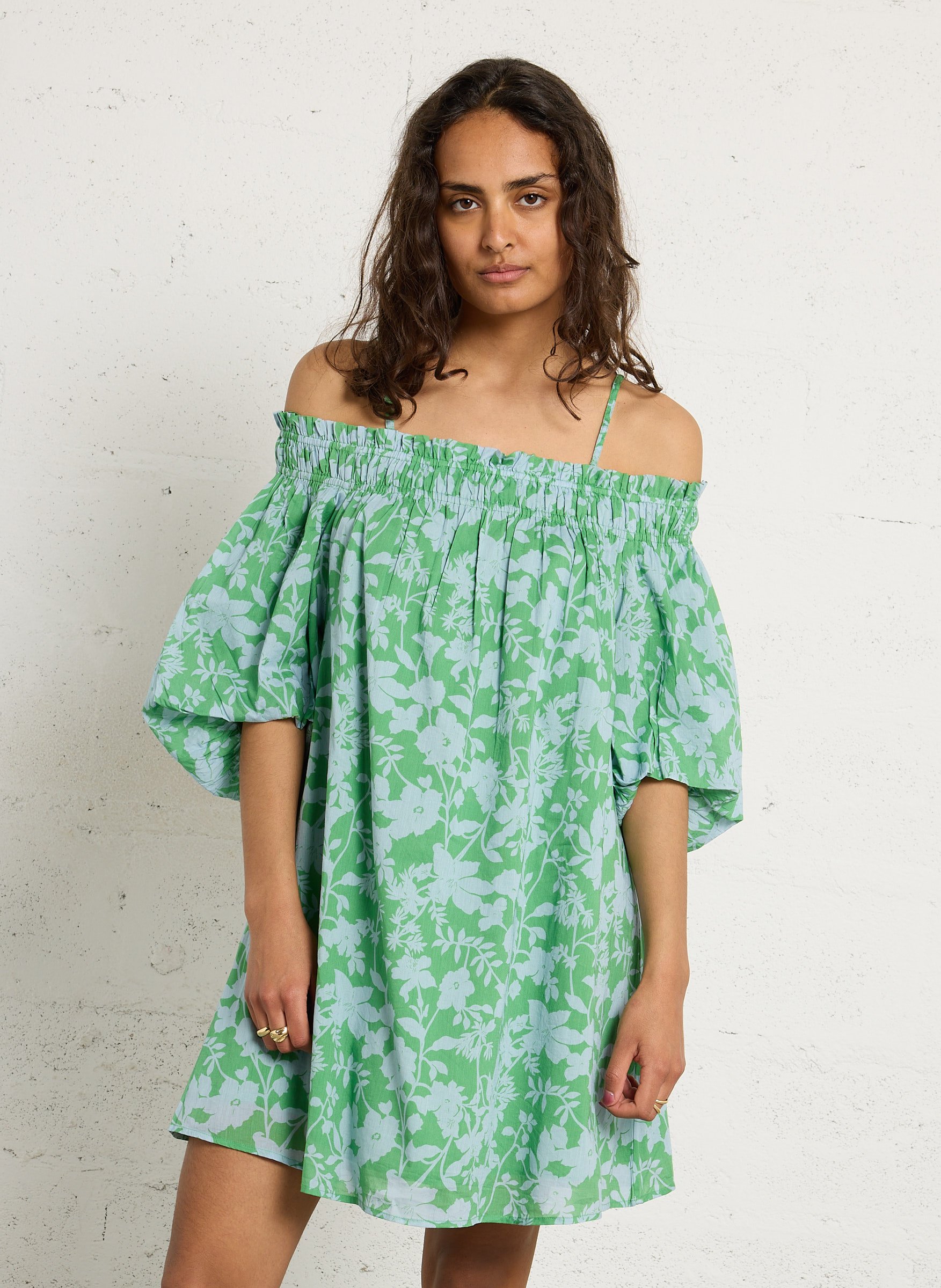 Robe courte en coton imprimé PETITE MENDIGOTE Vert