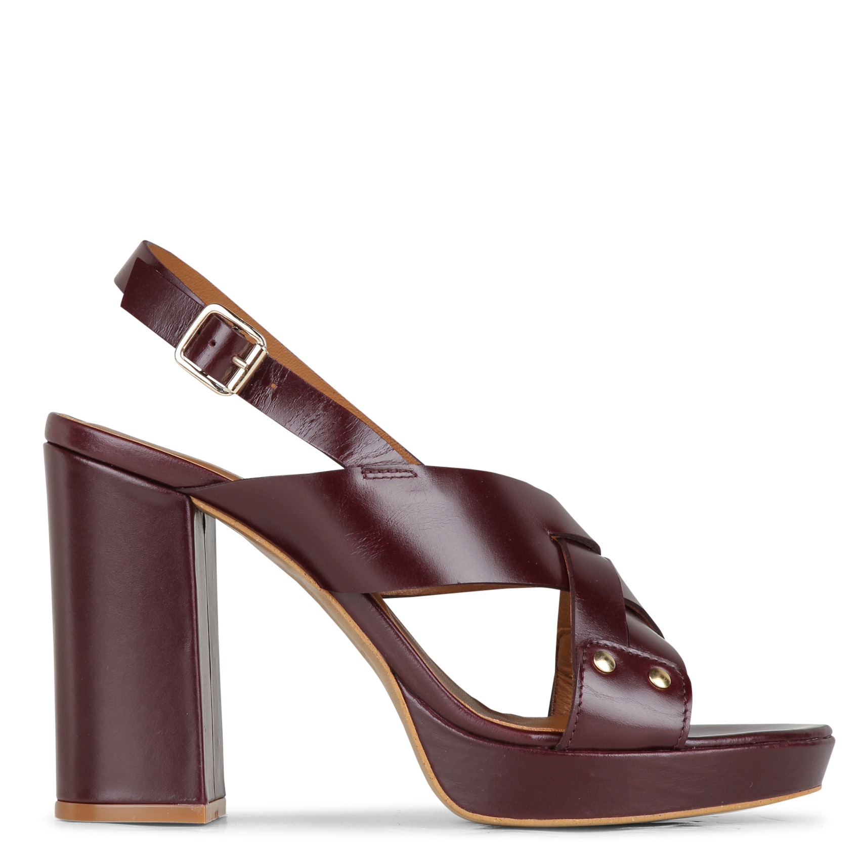 Sandales hautes en cuir MAISON 123 Rouge