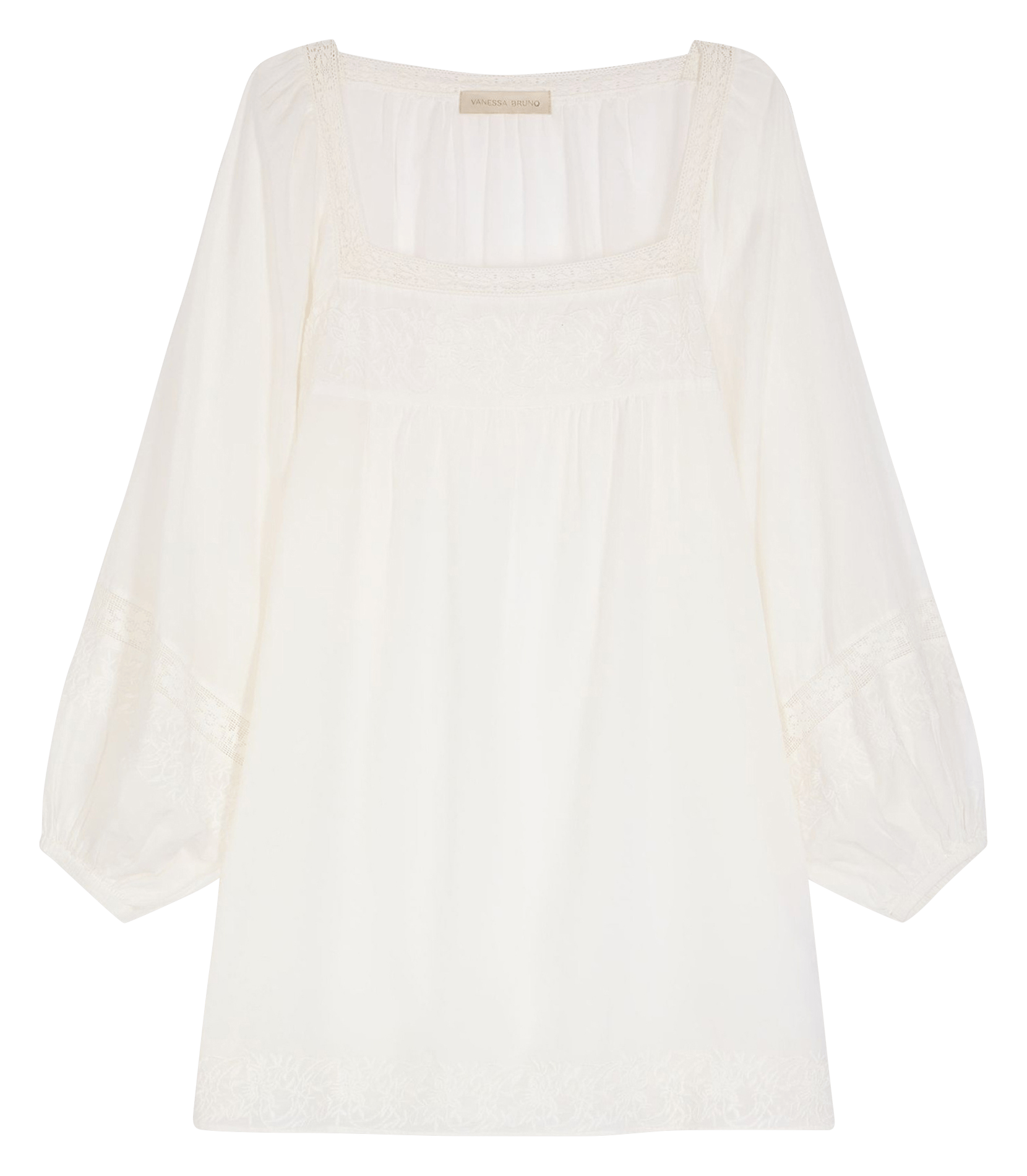 Robe courte col carré en coton mélangé VANESSA BRUNO Blanc