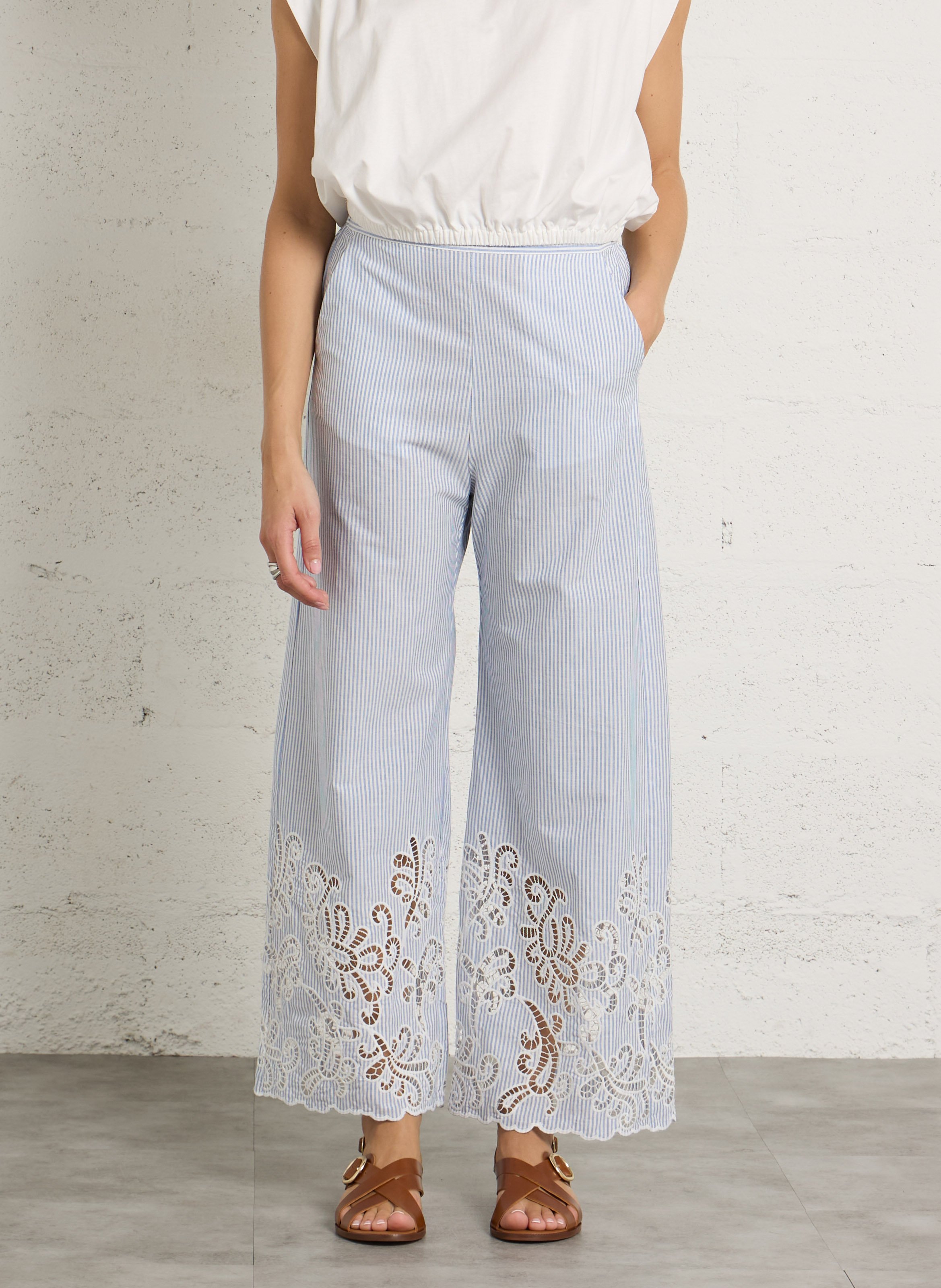 Hose - Gerader Schnitt mit Streifen  SUNCOO Blau