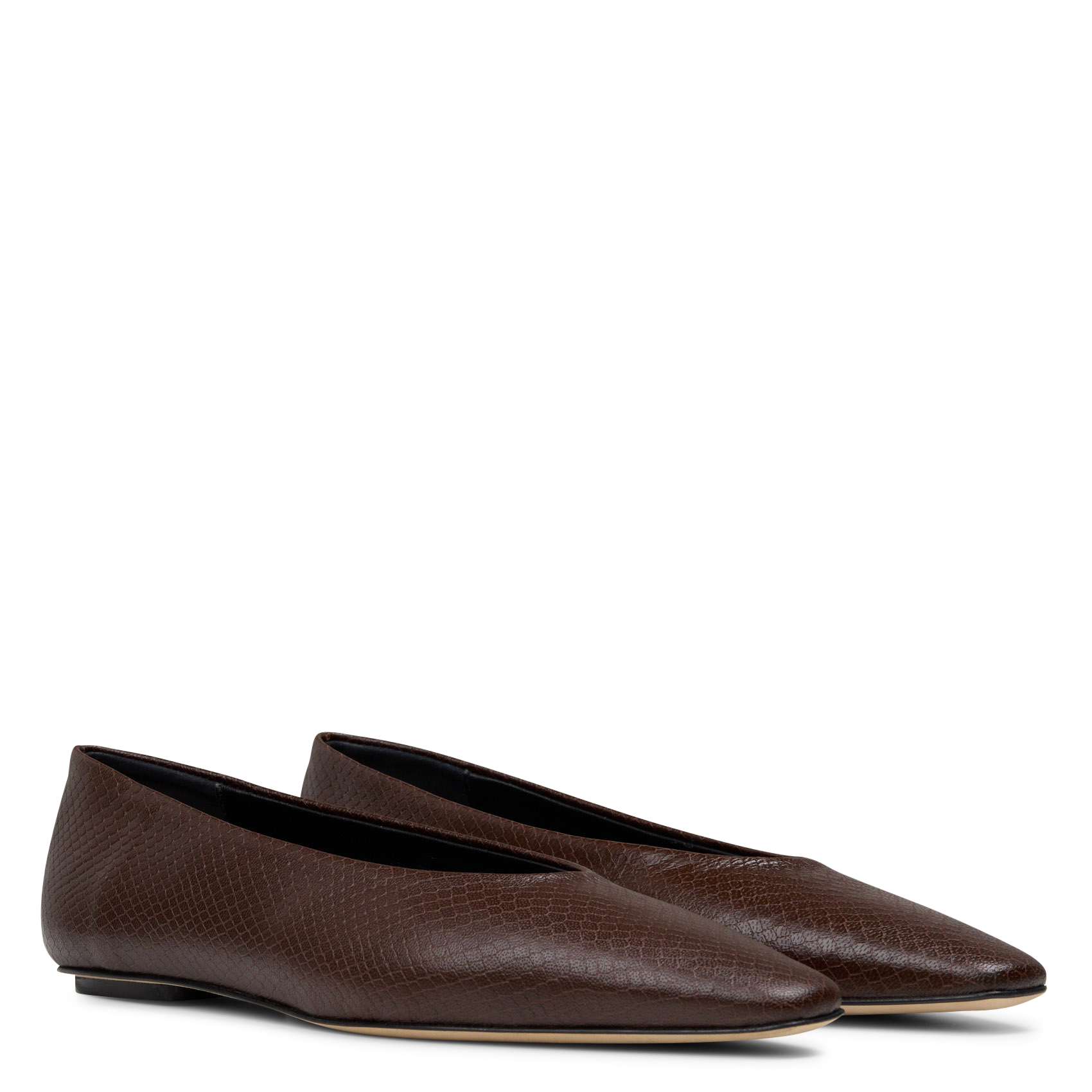 Spitze Ballerinas aus Jacquard-Python ODARE Braun