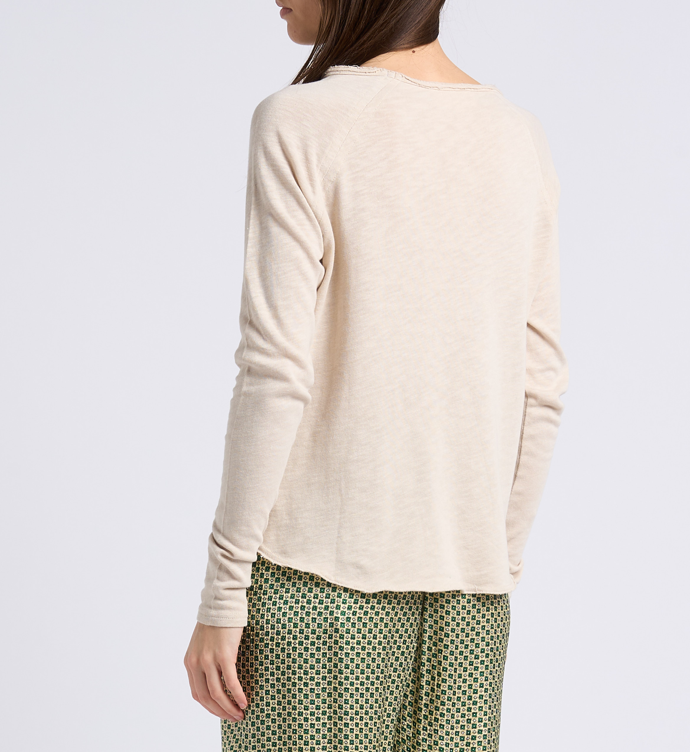 Baumwoll-T-Shirt mit U-Boot-Ausschnitt AMERICAN VINTAGE Beige