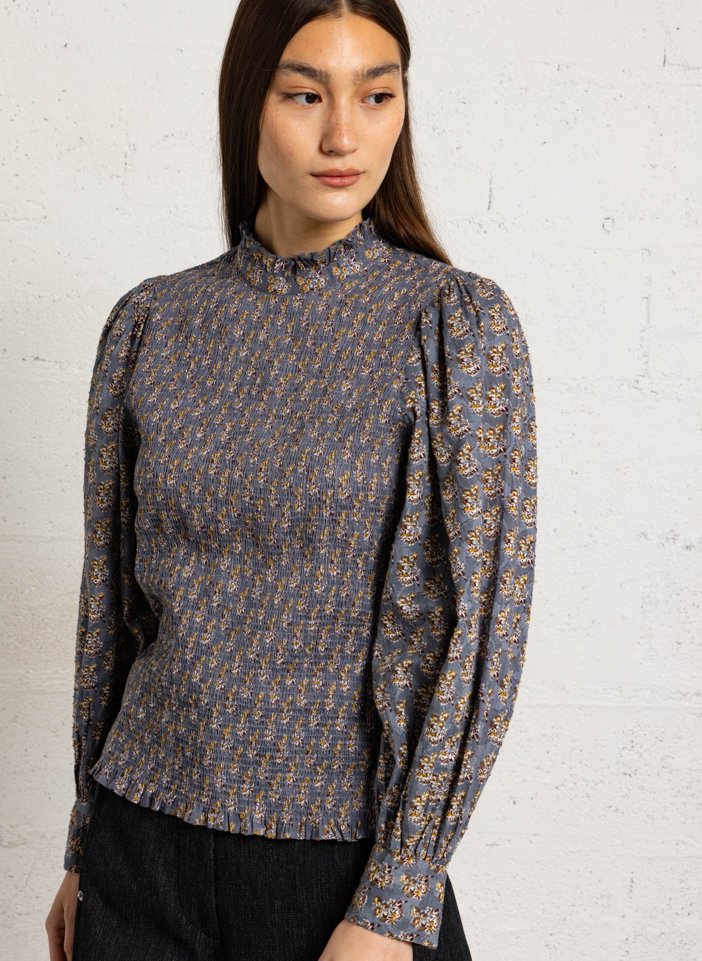 Fitted cotton top ANTIK BATIK Blue