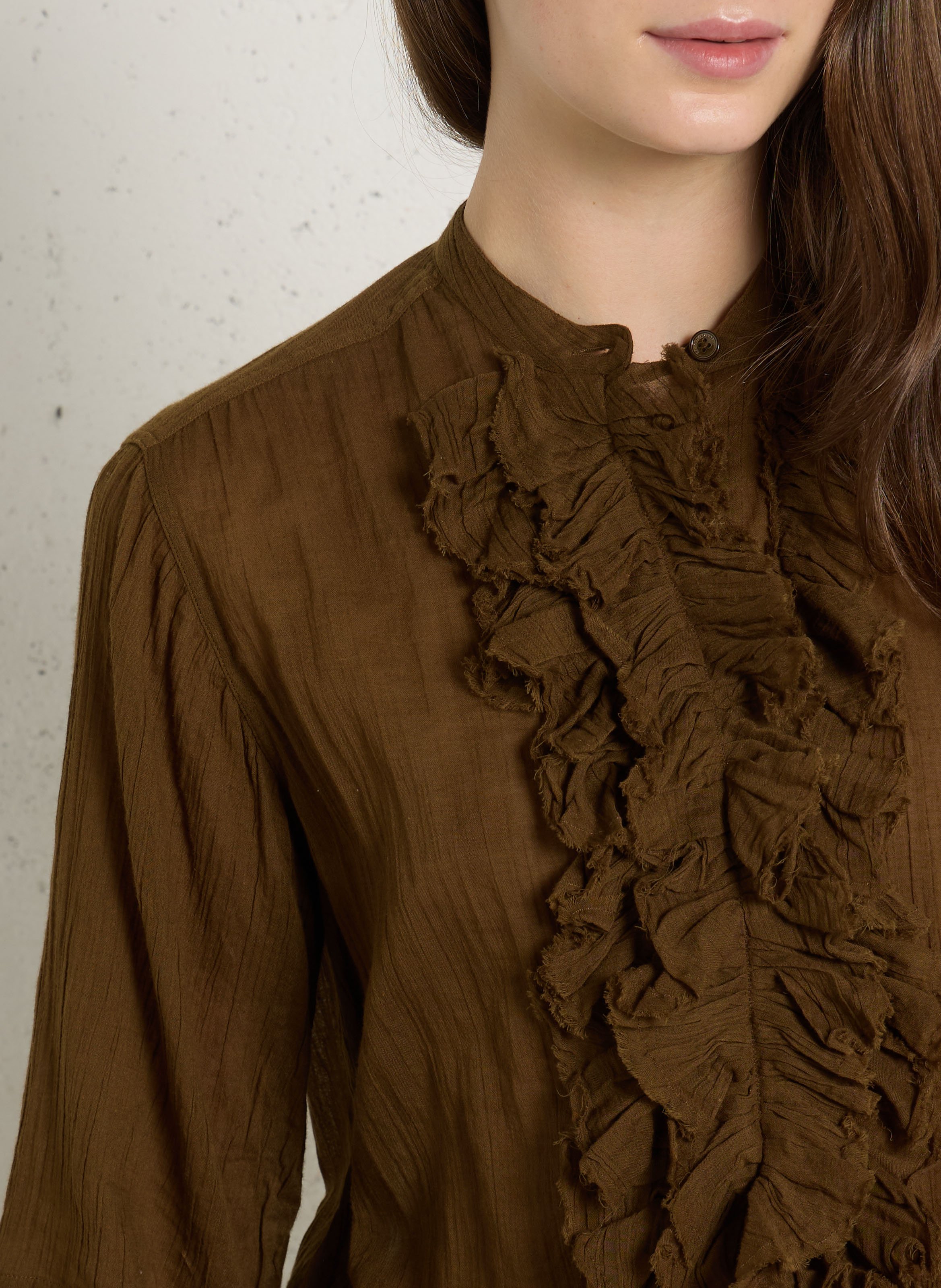 Camisa de algodón con cuello redondo LAURENCE BRAS Verde