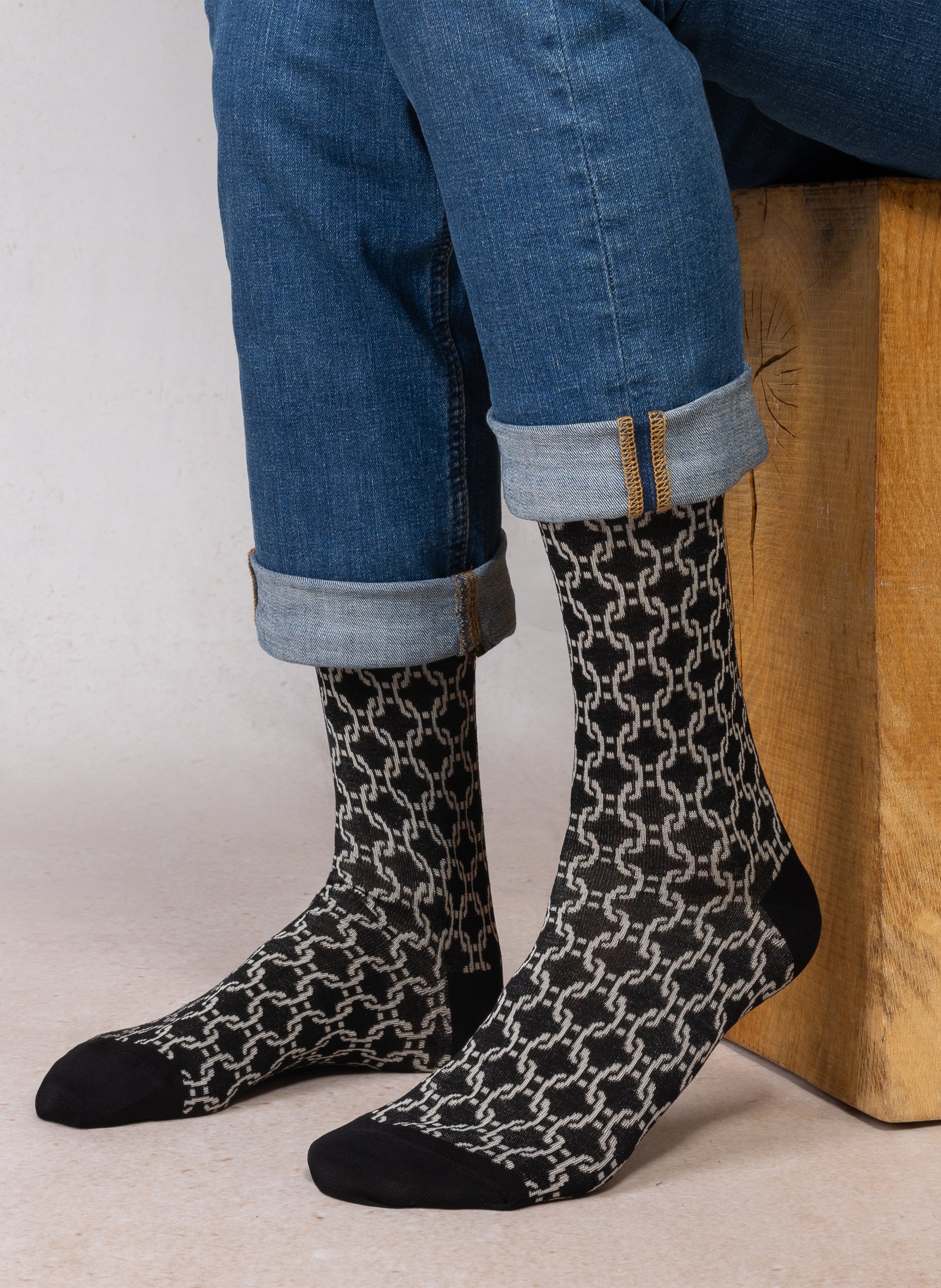 Chaussettes jacquard en coton mélangé BLEUFORET