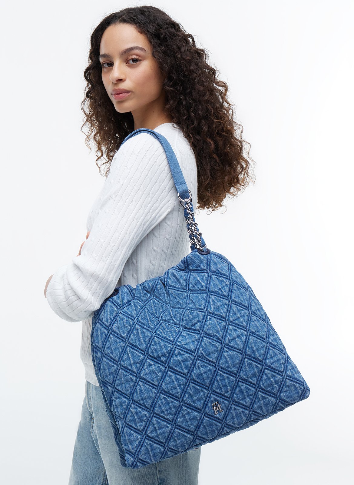 Denim shoulder bag TOMMY HILFIGER Blue