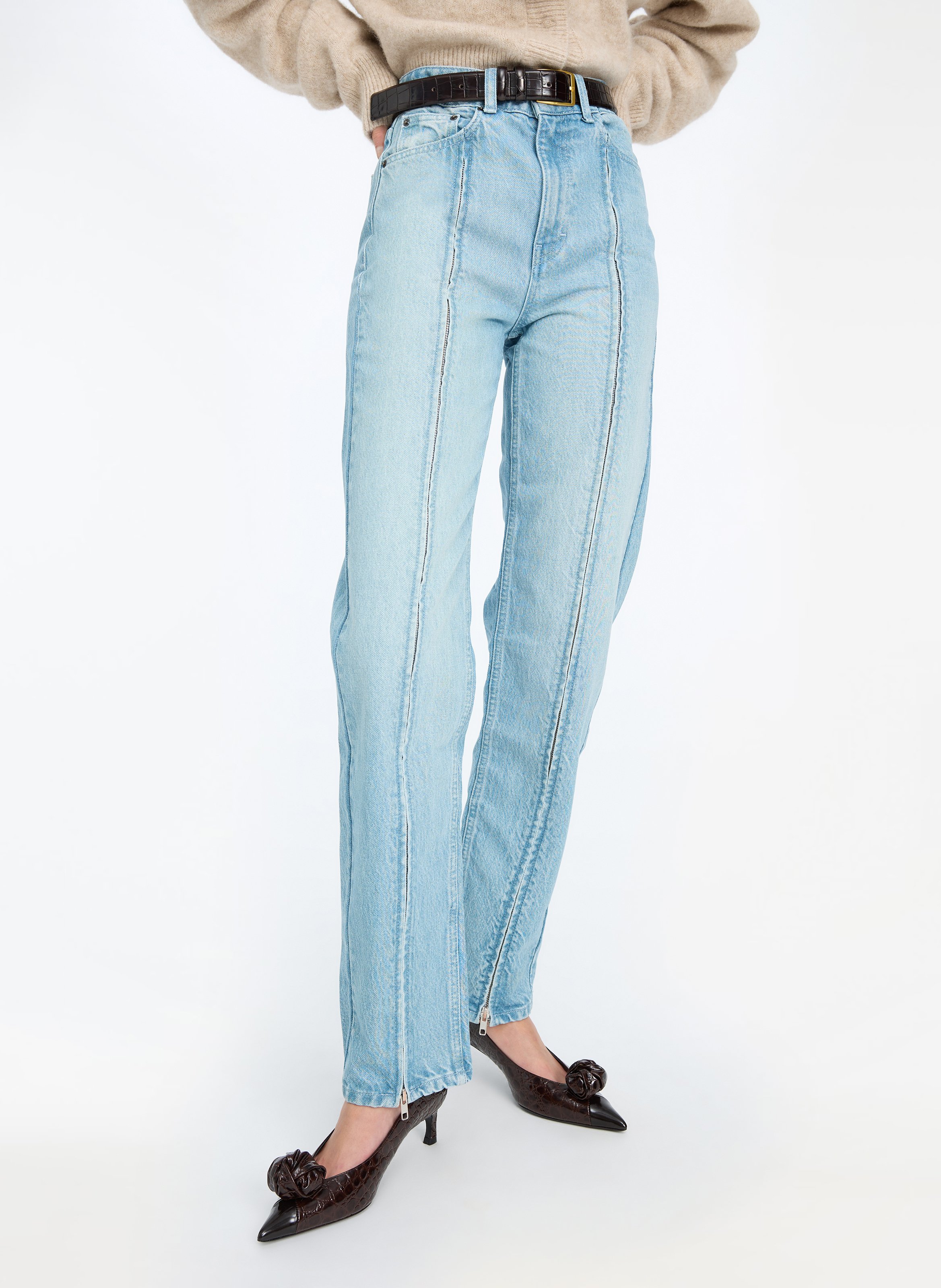 Rechte jeans van biologische katoen met hoge taille ROTATE Blauw