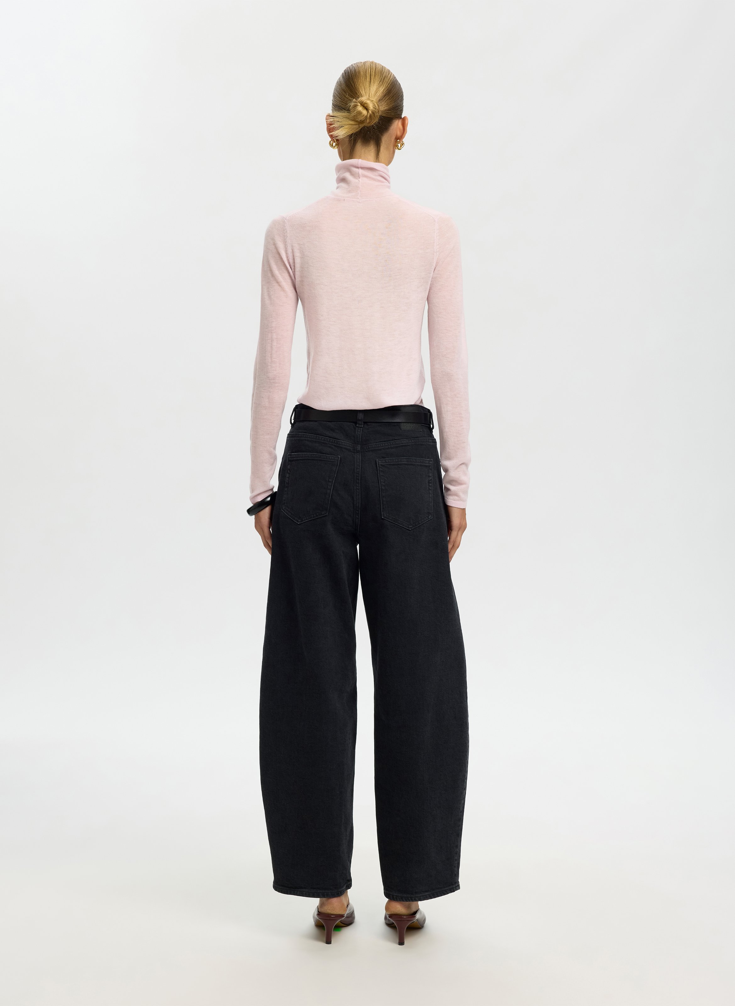Tee-shirt col roulé uni en laine | Violet SELECTED Femme