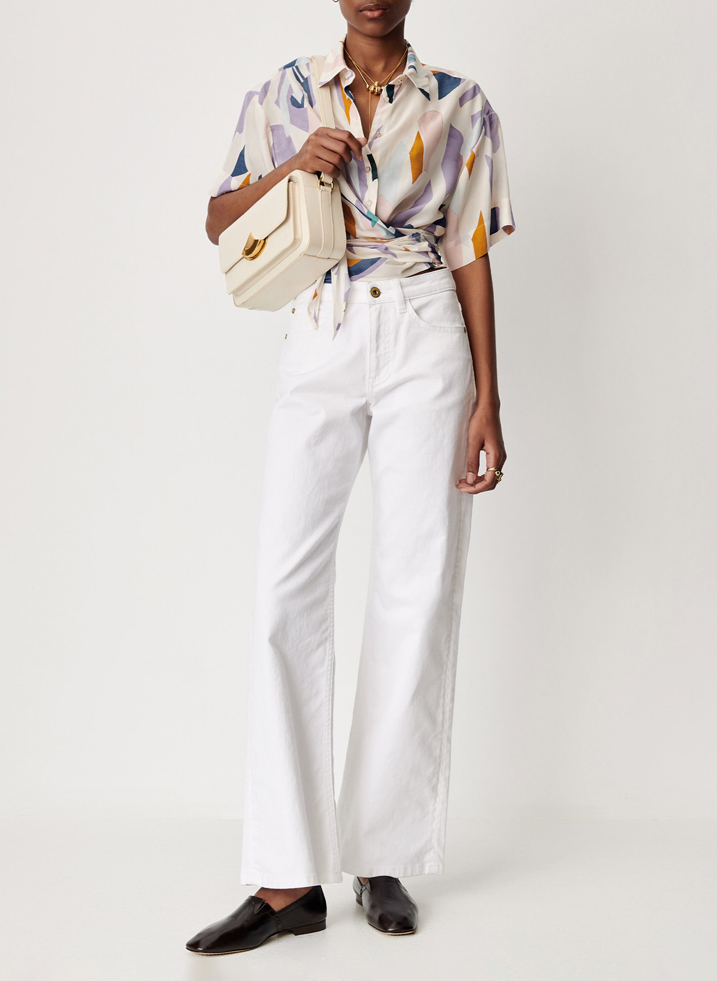 Short-sleeved printed organic cotton shirt SESSUN Multicolored