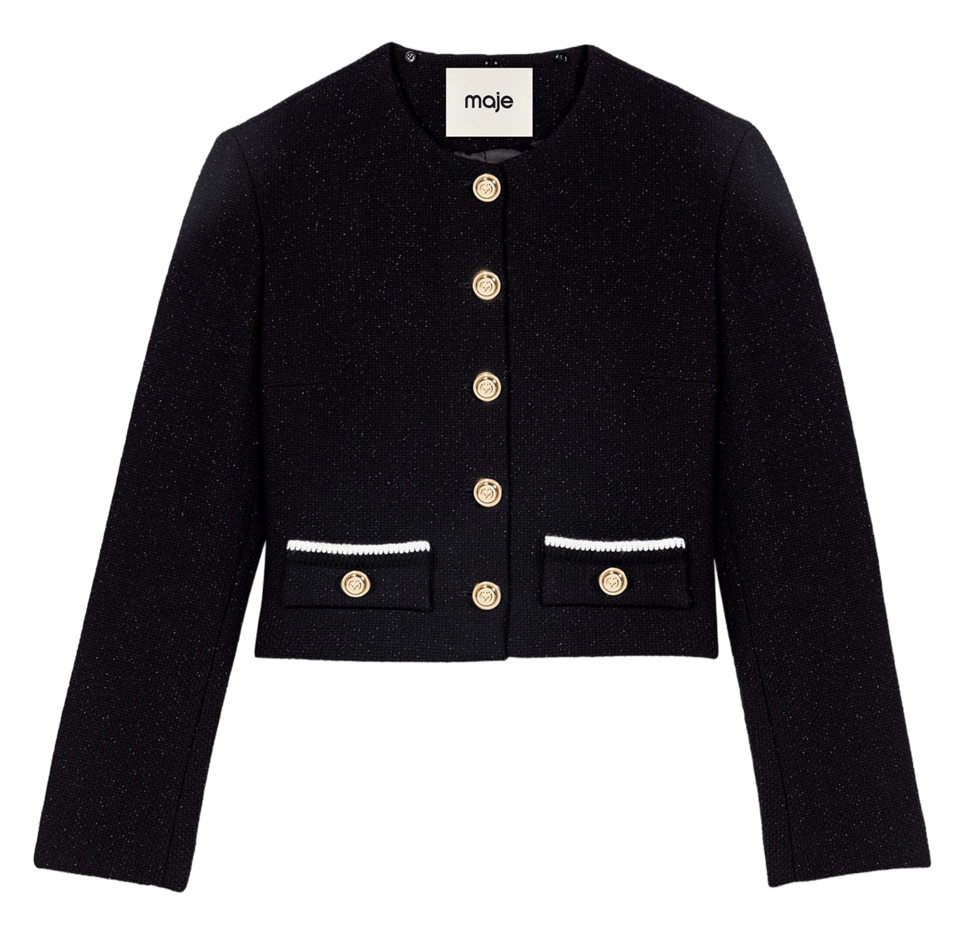 Fitted short jacket in blended cotton. MAJE Black