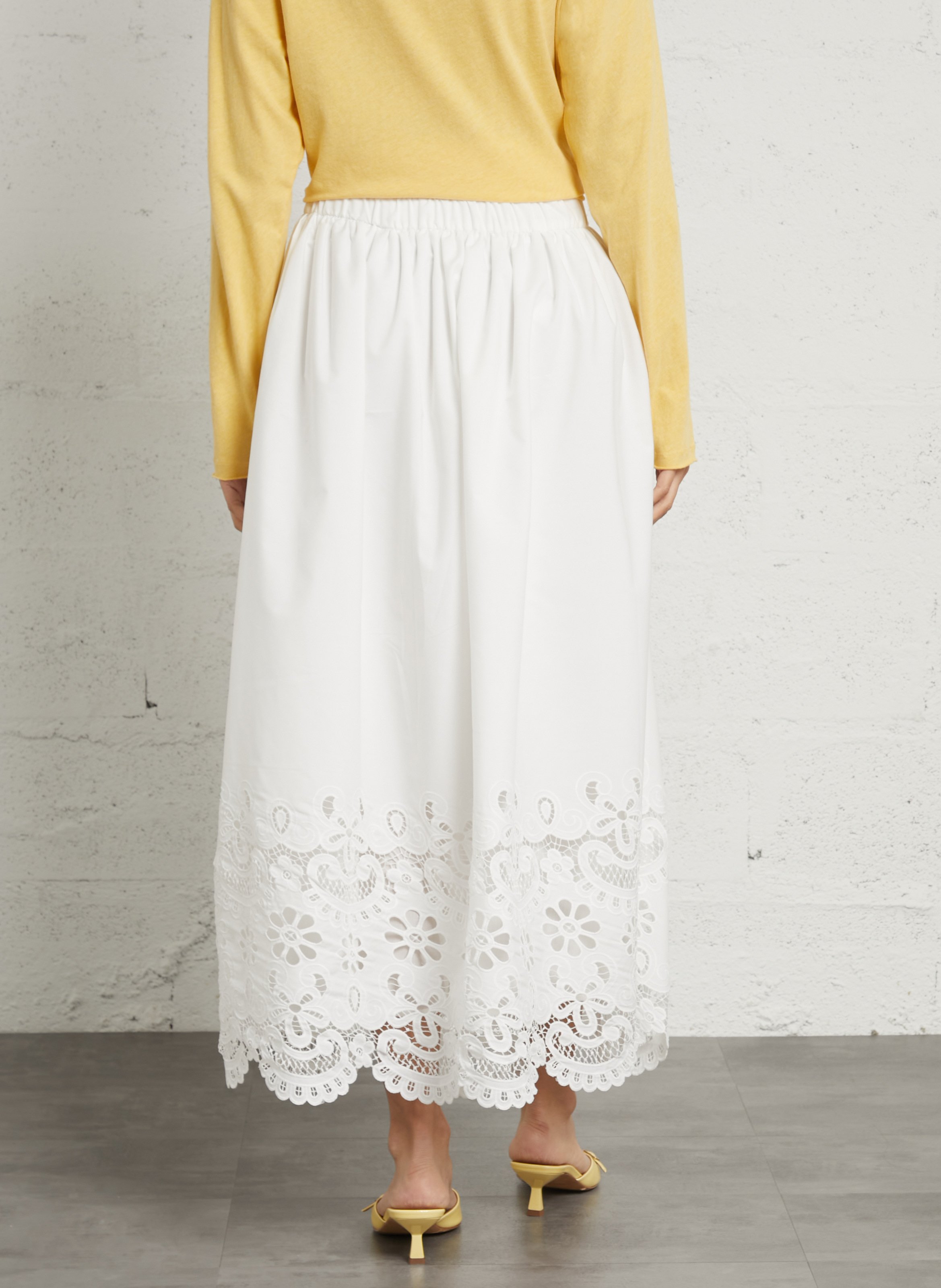 Halflange rok - katoenblend SEE U SOON Wit