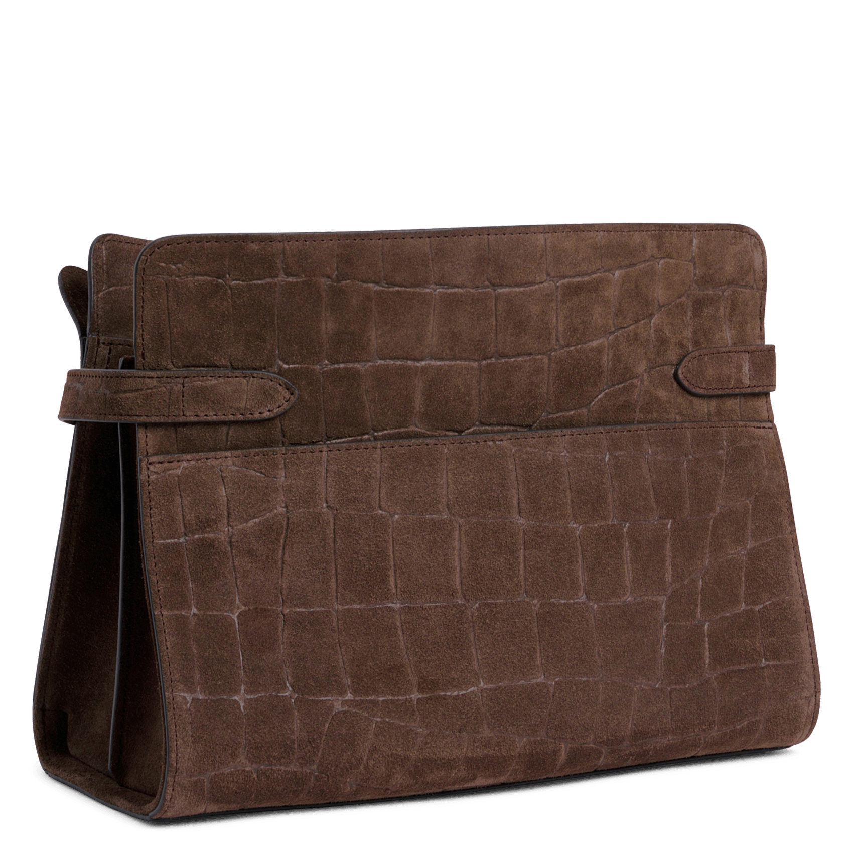 Schultertasche aus Leder in Krokodiloptik LE TANNEUR Braun