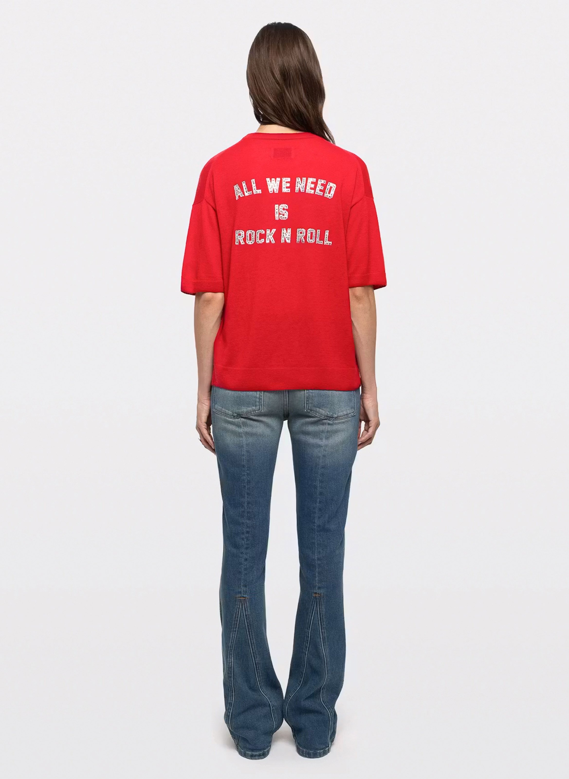 Tee-hsirt droit col rond en cachemire ZADIG&VOLTAIRE Rouge
