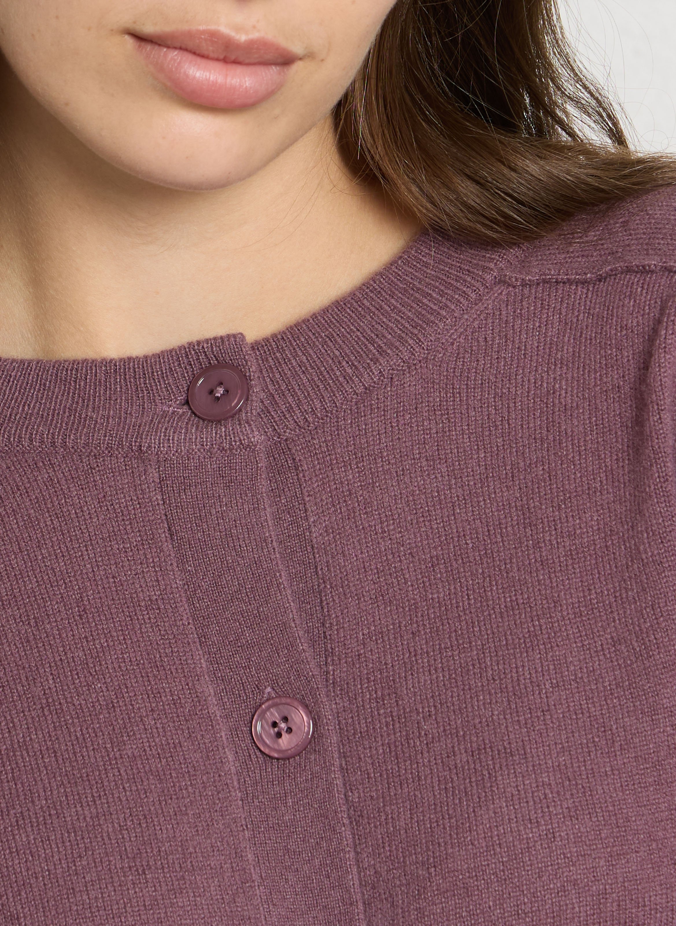 Long-sleeve cashmere cardigan MAJESTIC FILATURES Plums