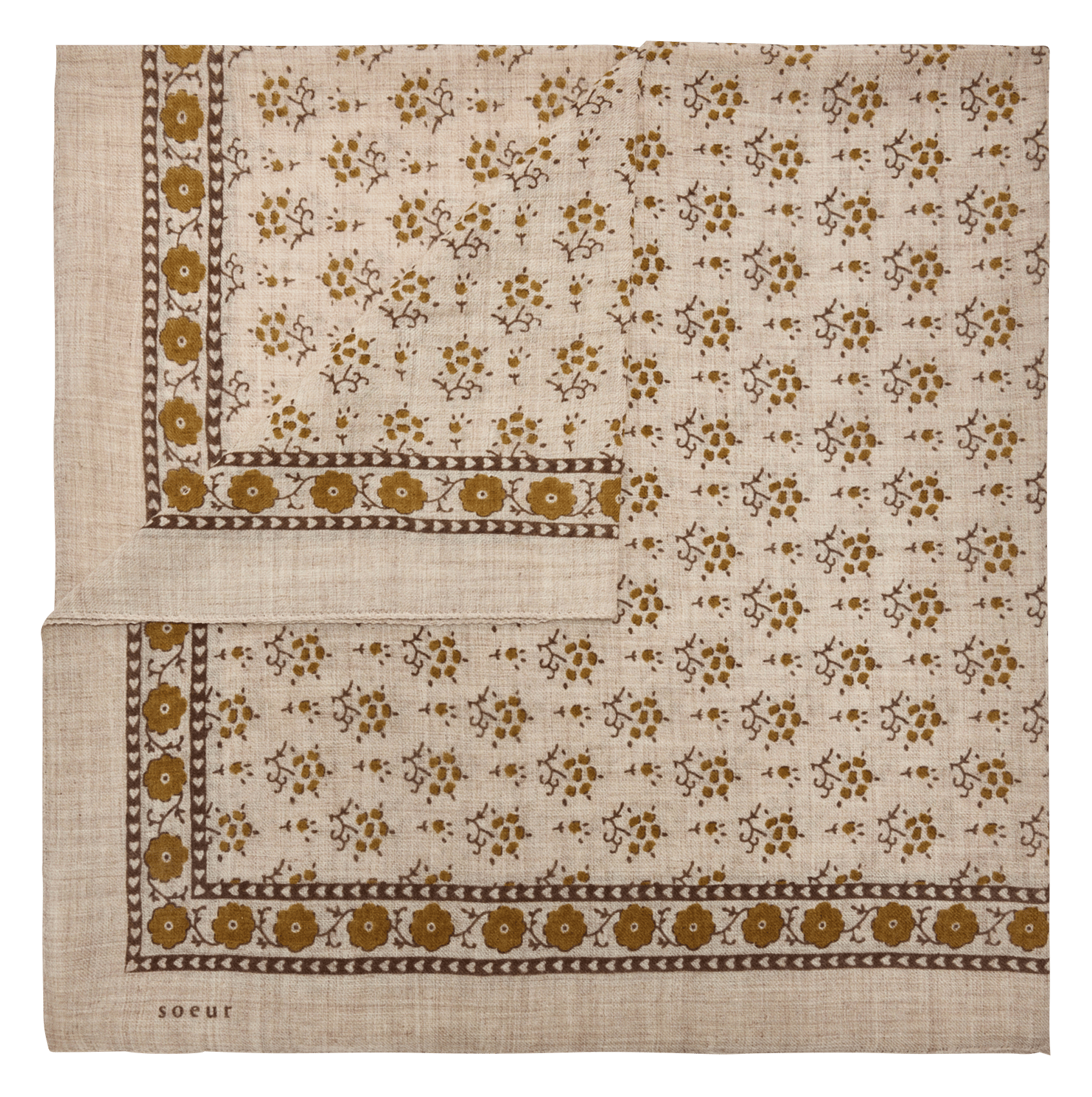 Foulard van wol-twill met motiefje SOEUR Beige