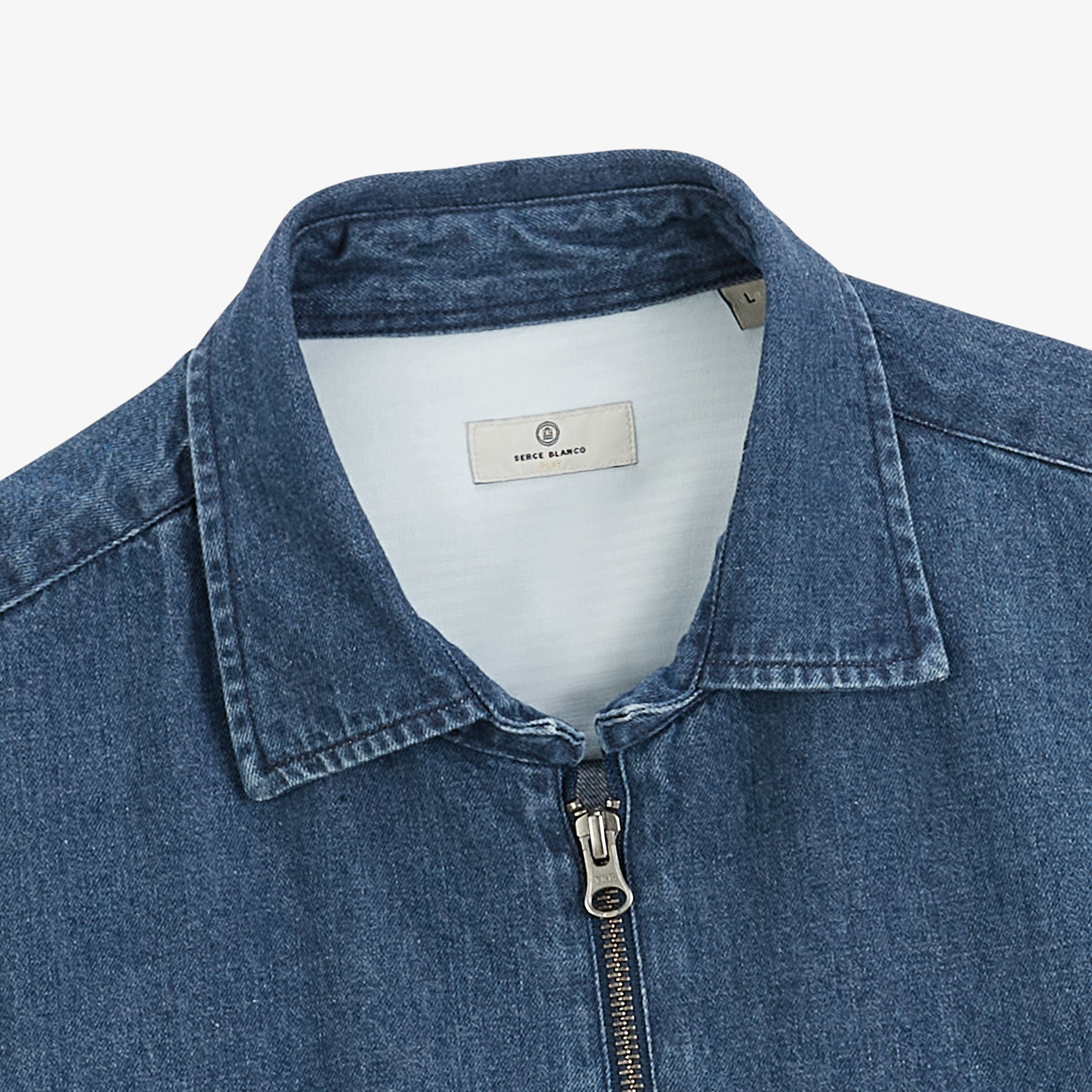 Blue zip-up denim overshirt SERGE BLANCO Blue