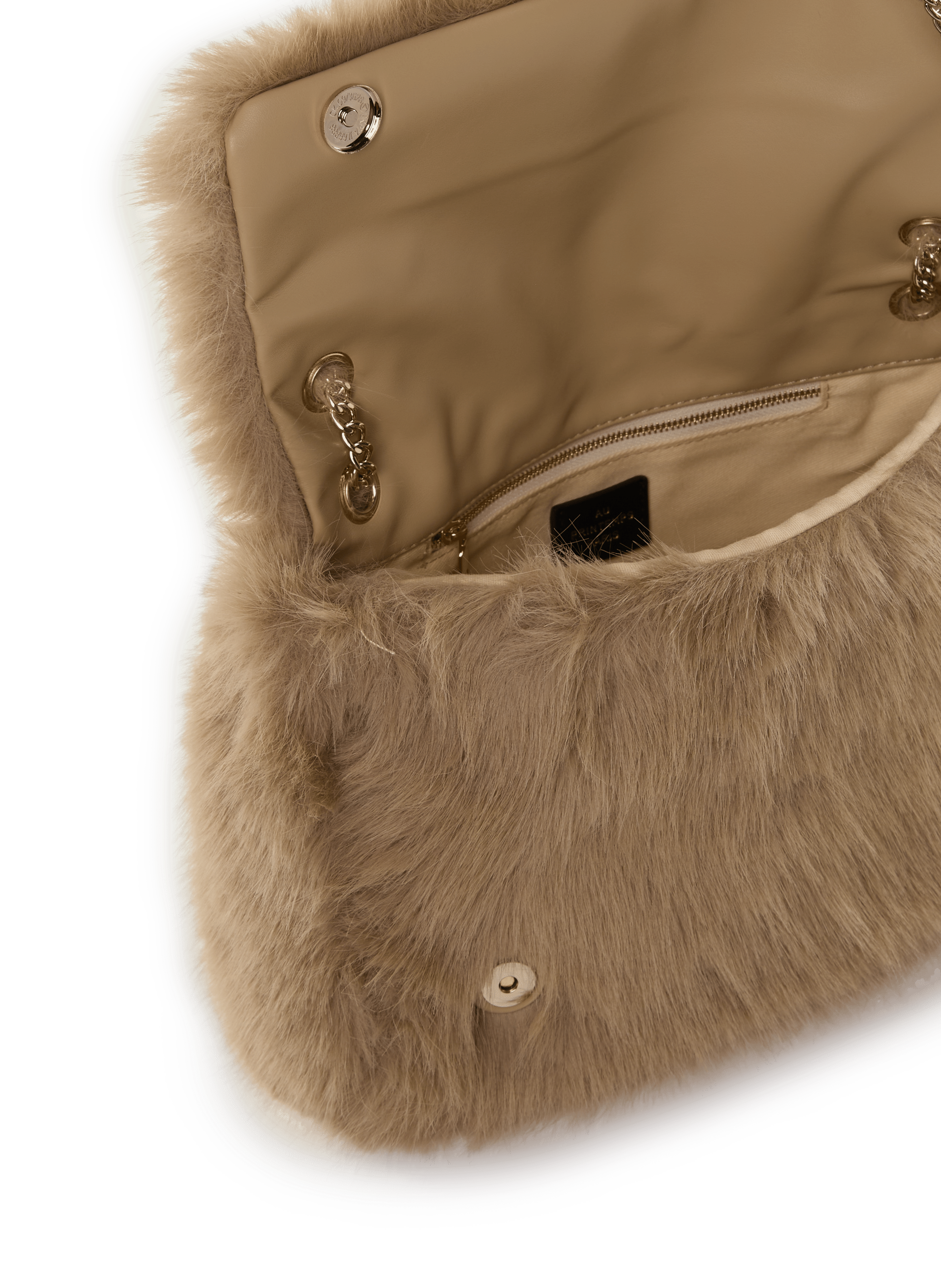 Faux-fur shoulder bag AU PRINTEMPS PARIS Beige