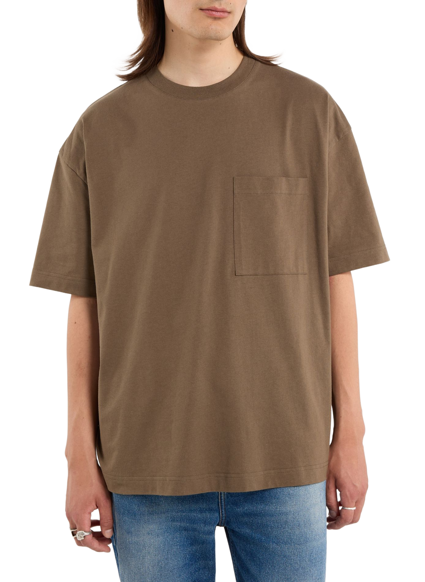 Round neck cotton T-shirt | Khaki SAISON 1865 Men