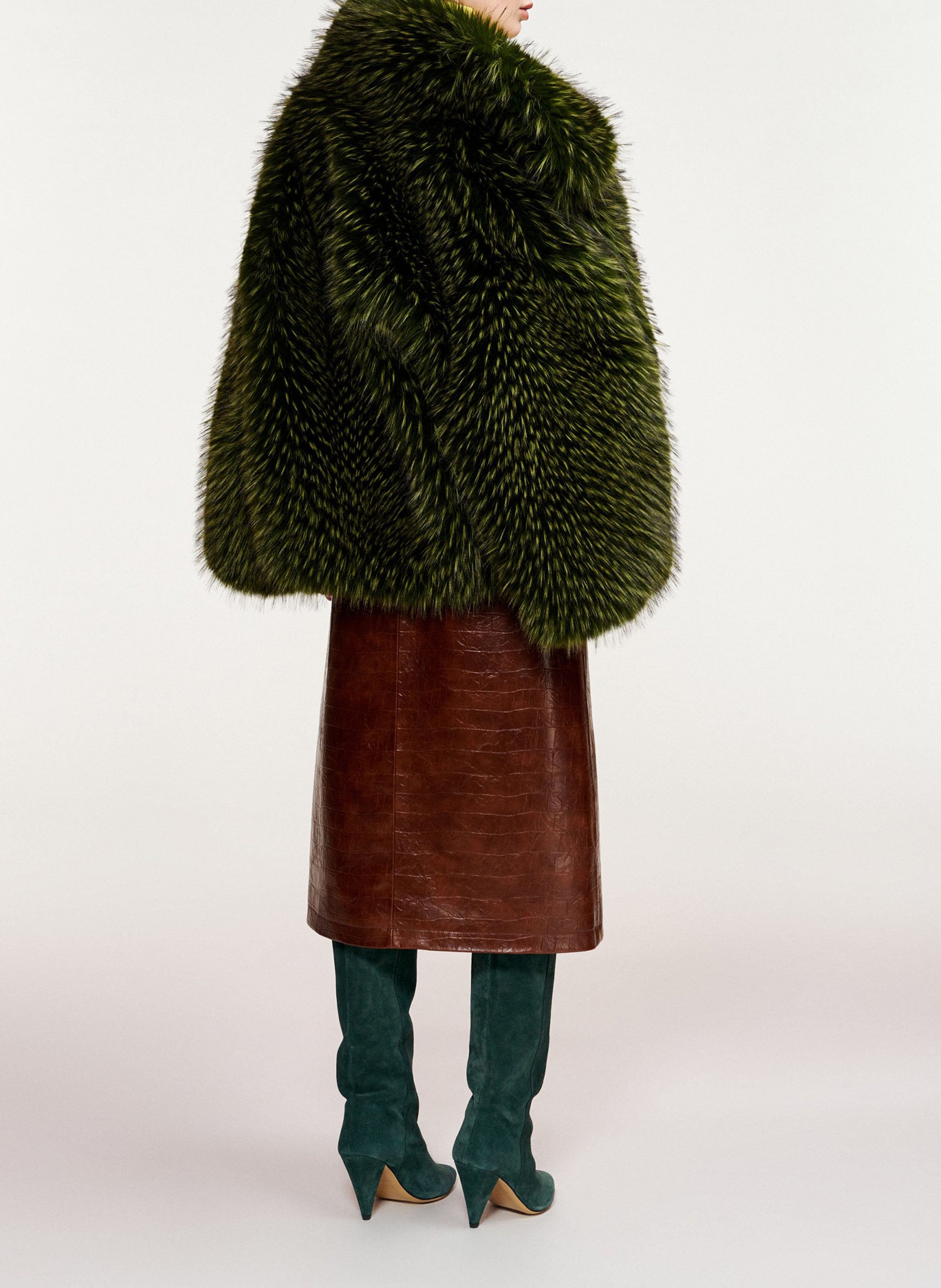 Oversized faux fur jacket ESSENTIEL ANTWERP Green