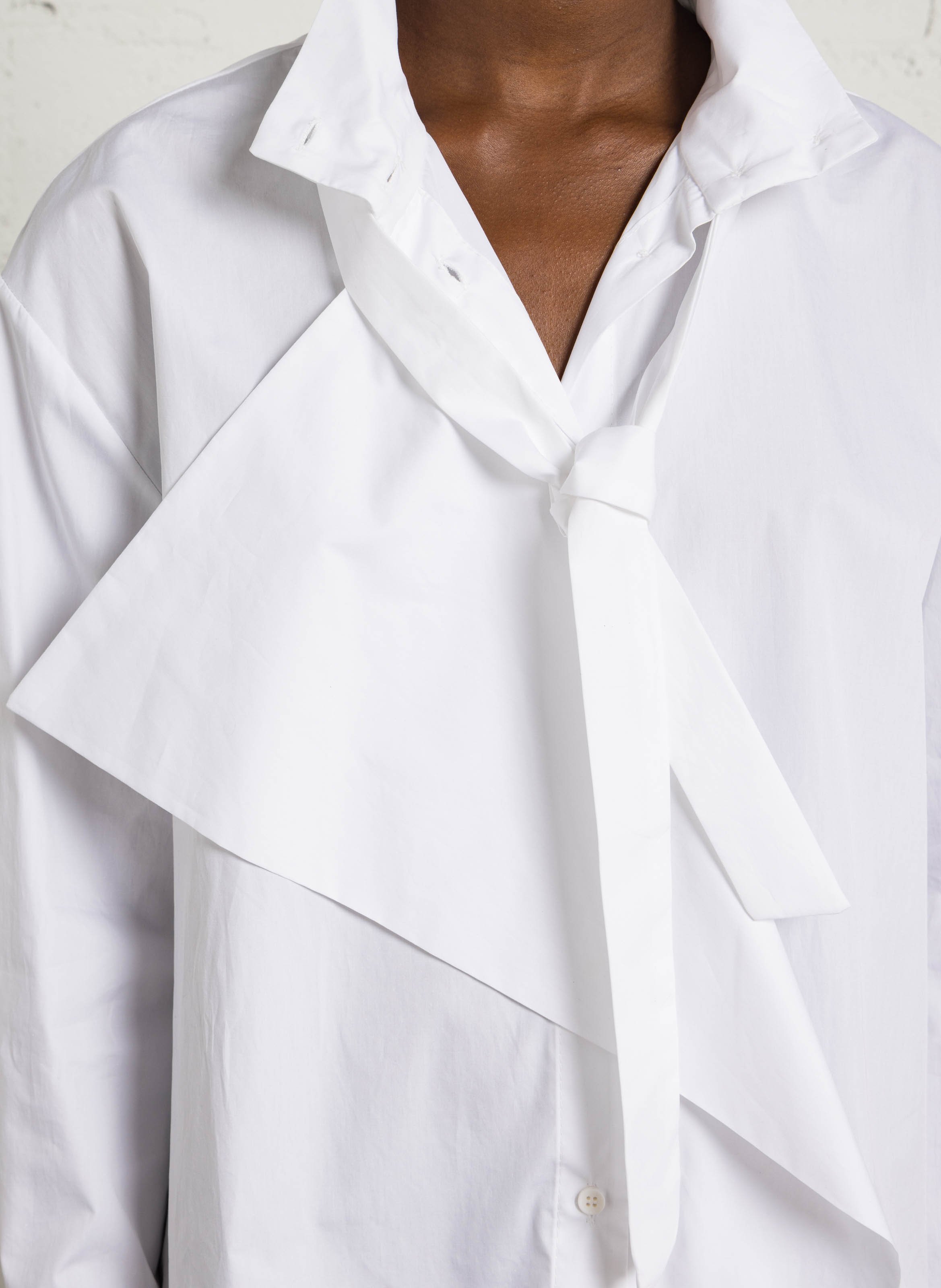 Chemise col montant avec ceinture en coton IMPERIAL Blanc