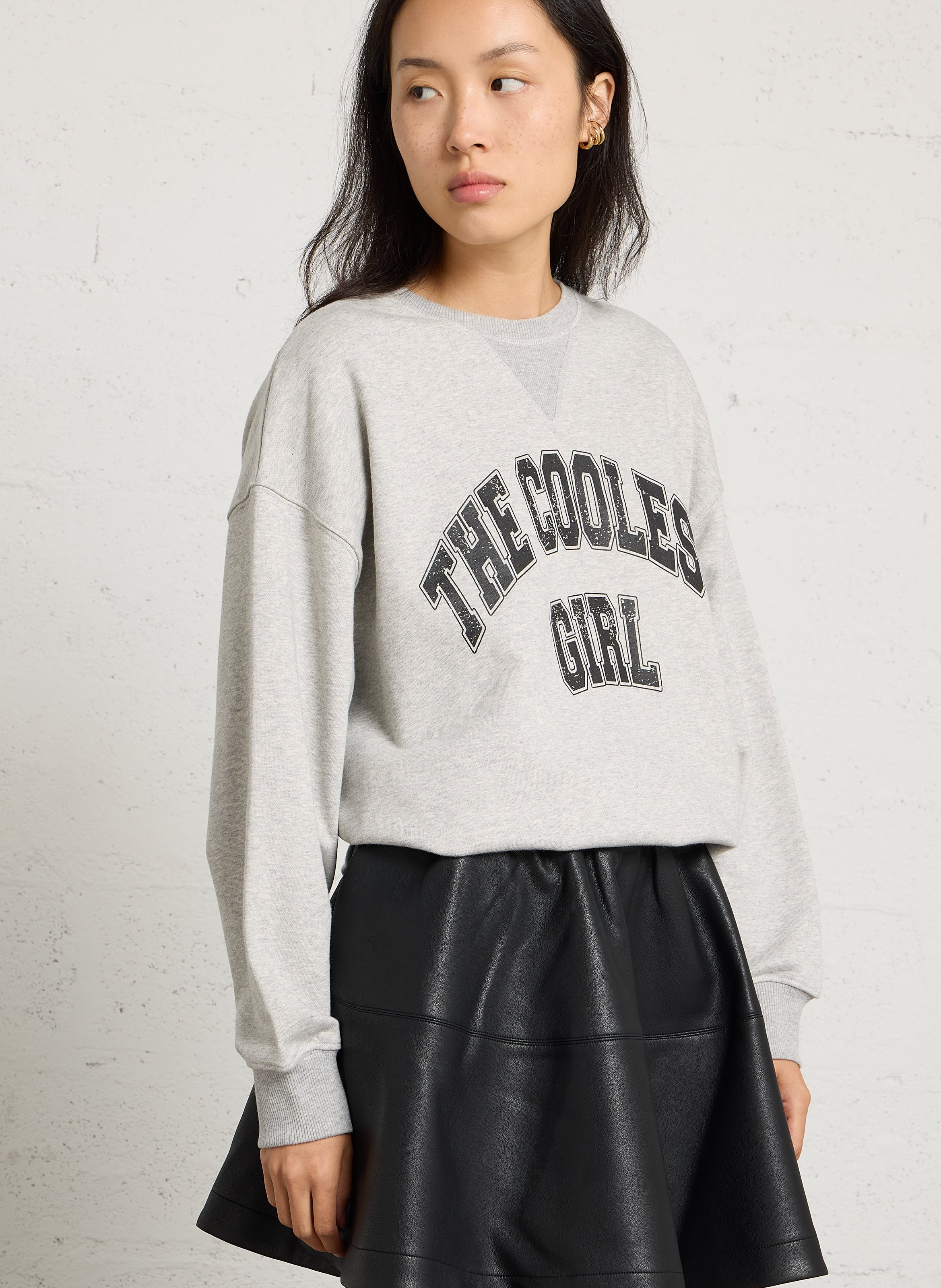 Bedruckter Baumwoll-Sweatshirt BERENICE Grau