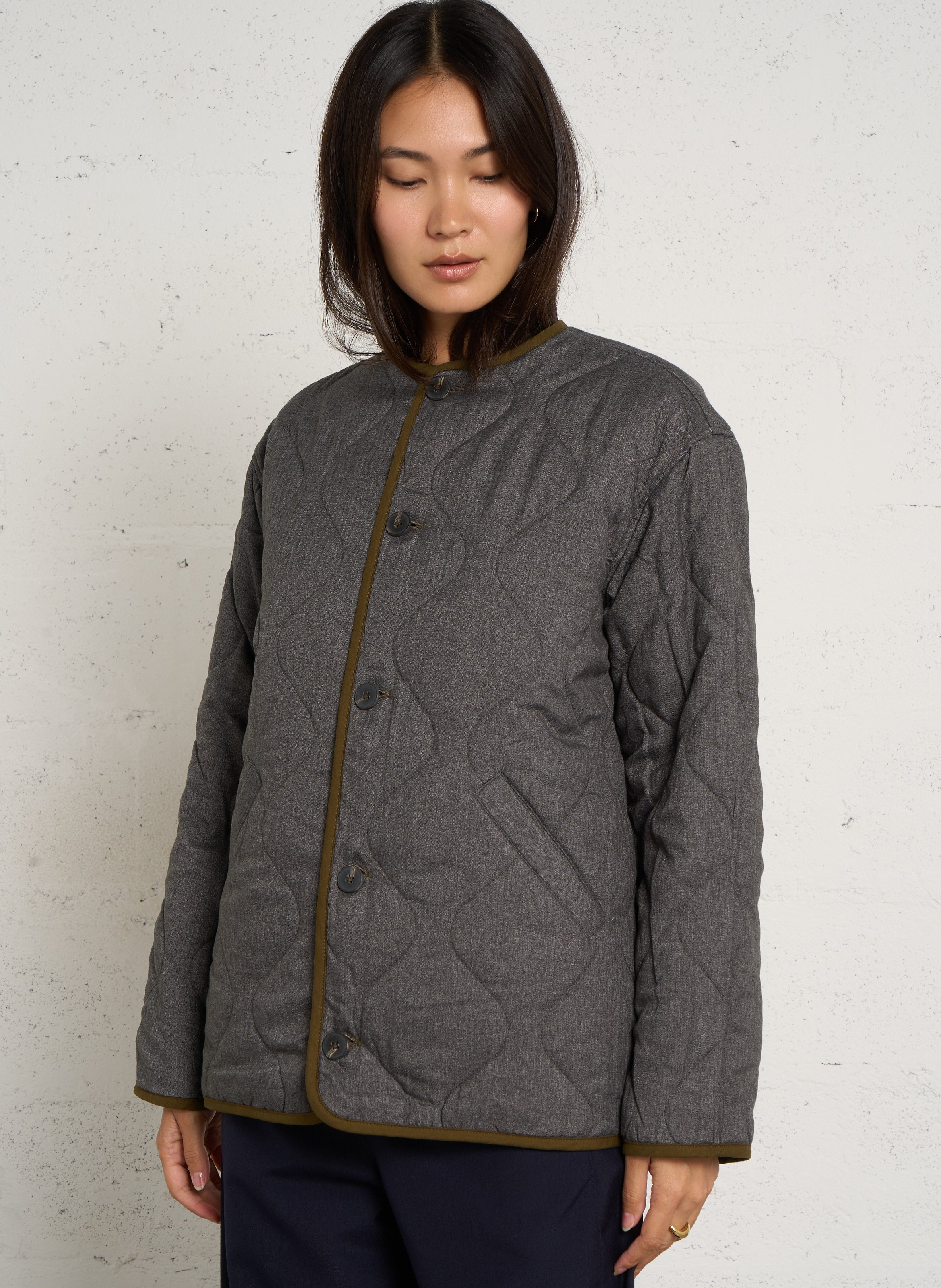 Veste ample réversible en coton mélangé NICE THINGS Kaki