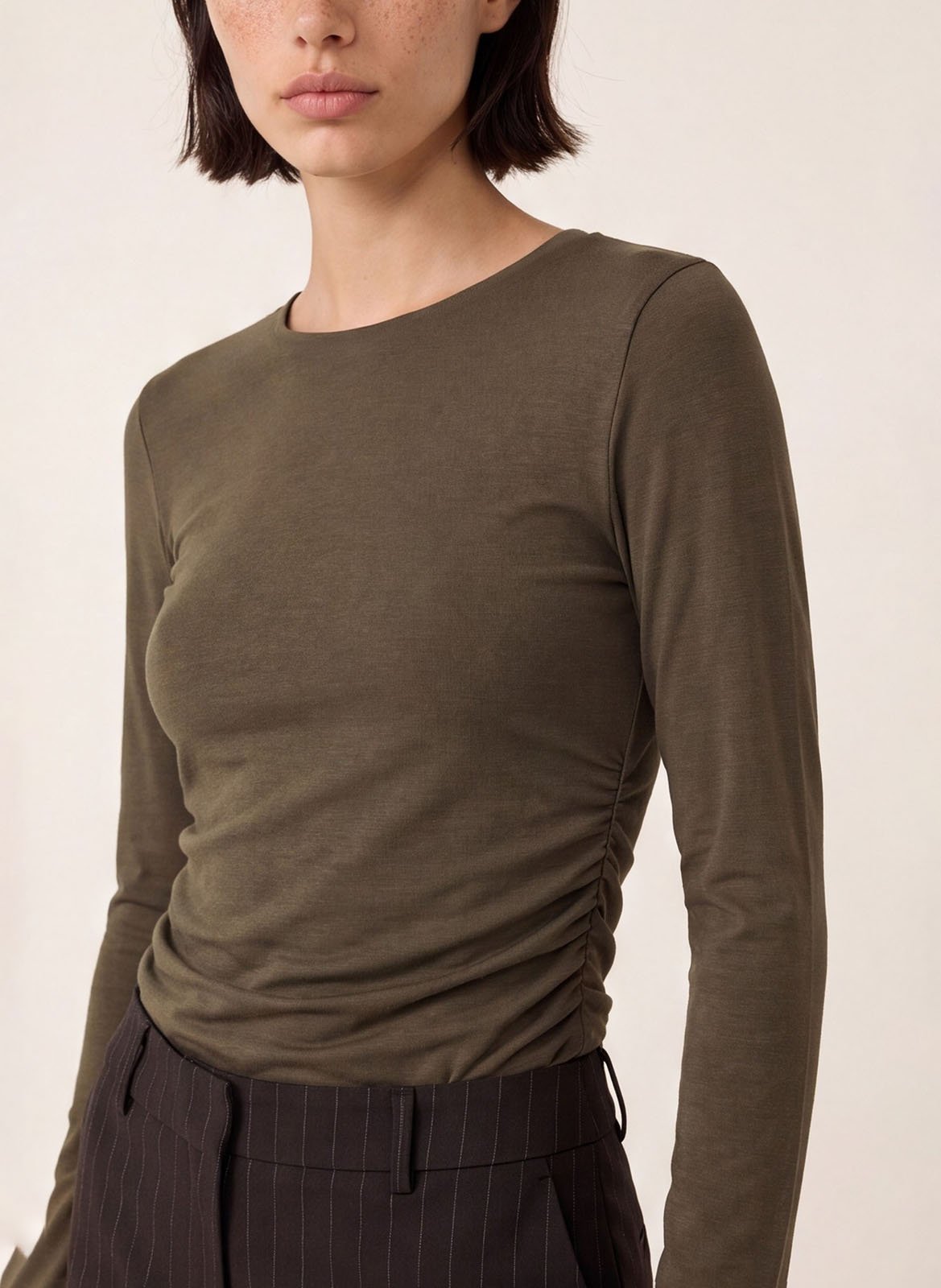 Einfarbiges Langarm-Top | Khaki KOOKAI Damen