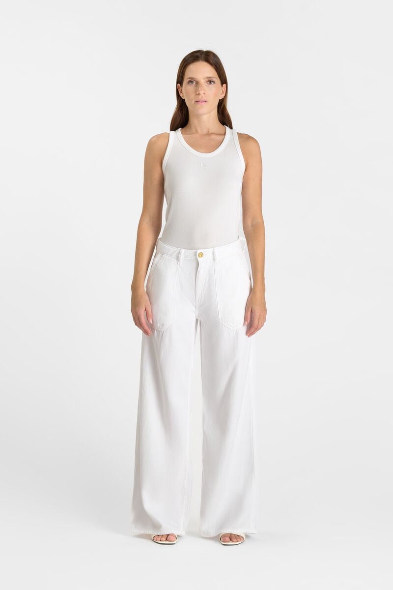 High-waisted loose-fit zip jeans LE TEMPS DES CERISES White