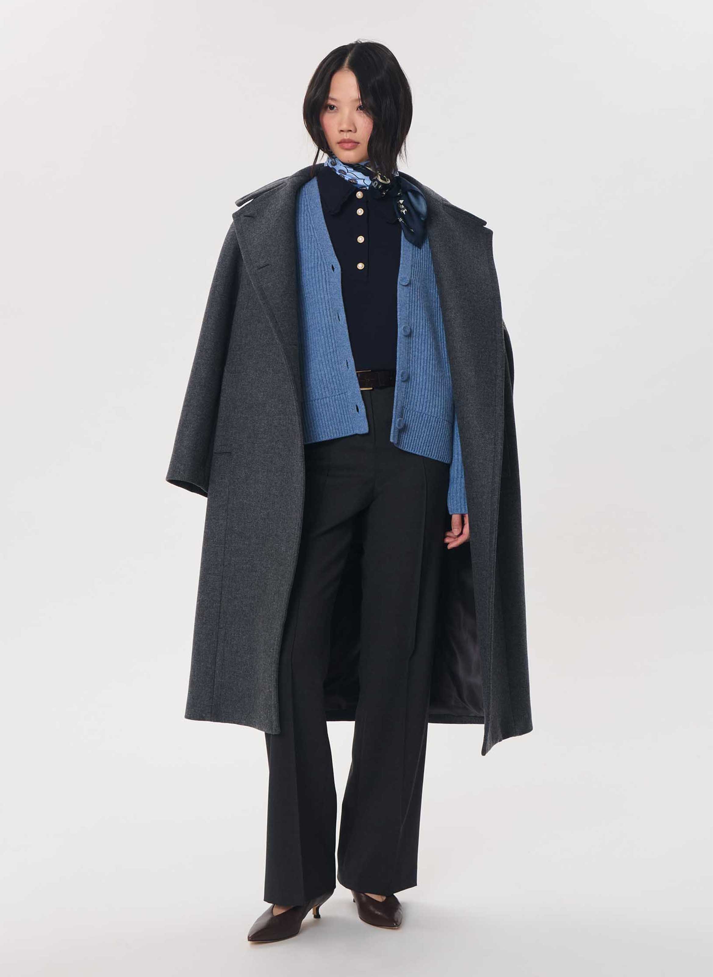 Loose-fit wool-blend V-neck cardigan TARA JARMON Blue