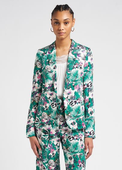 Printed Jacket With Tailored Collar Vert Emeraude Ikks - Women | Place ...