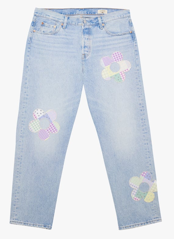 Jean droit délavé en coton mélangé Pl 501 jeans for women Jean