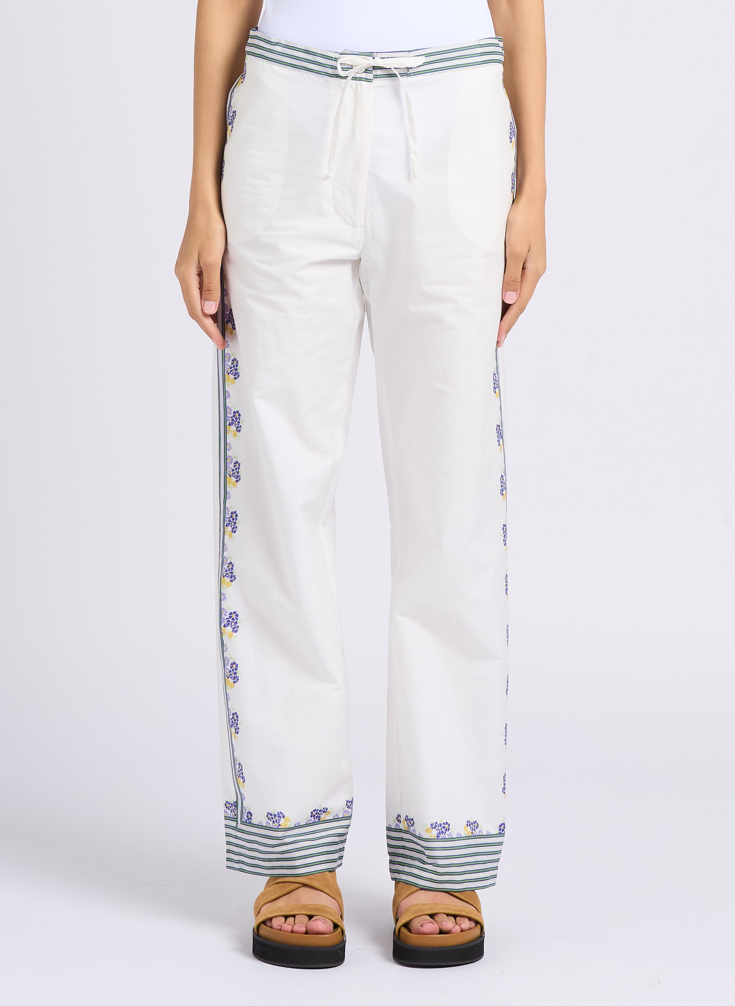 Straight-leg printed cotton pants PAUL AND JOE White