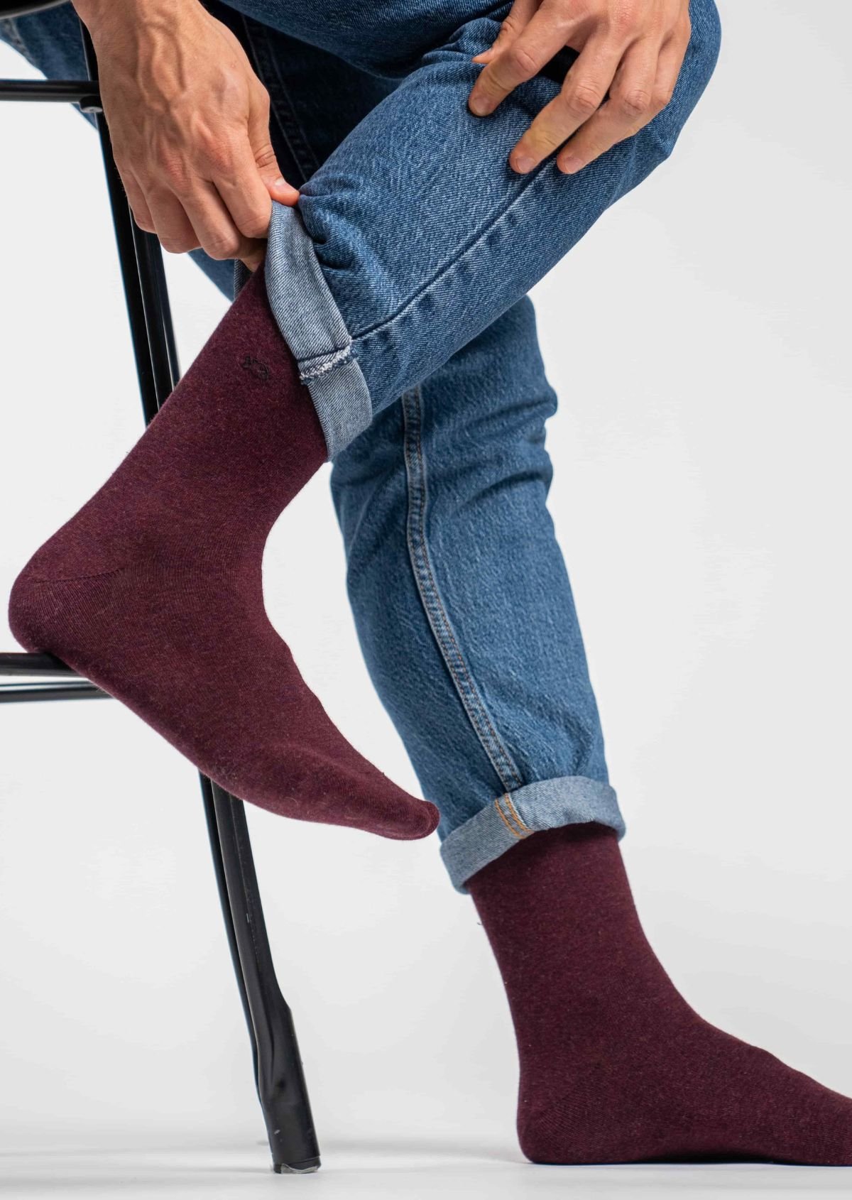 Solid combed cotton socks BILLYBELT Red