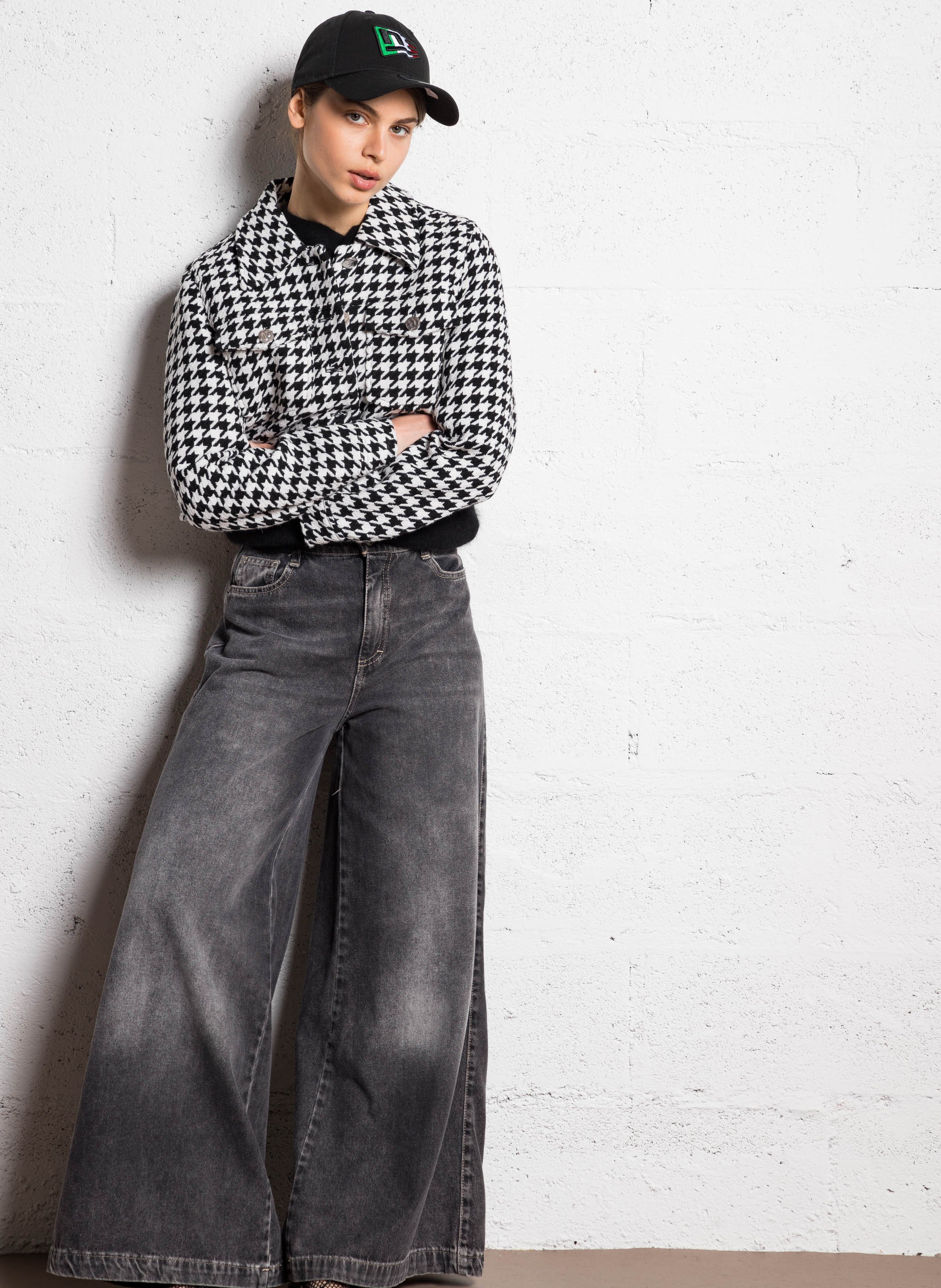 Printed straight wool blend jacket VILA Grey