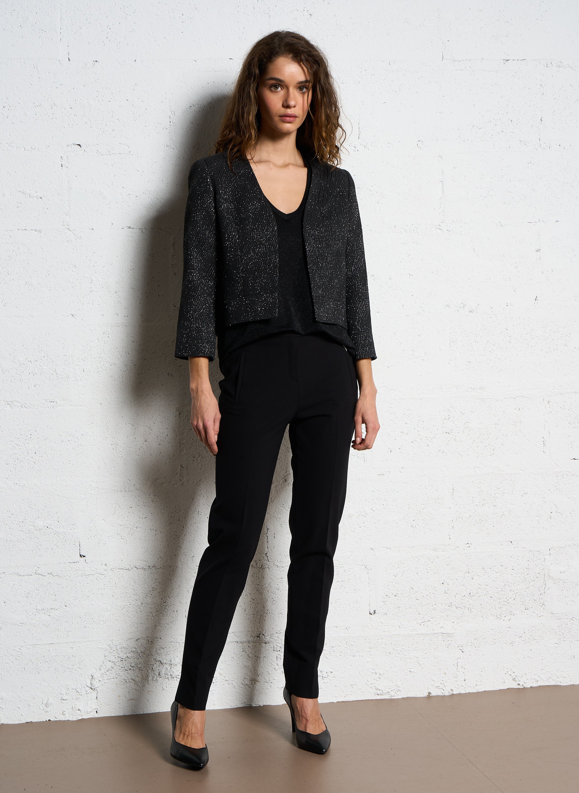Slim-fit broek van crêpe MAISON 123 Zwart
