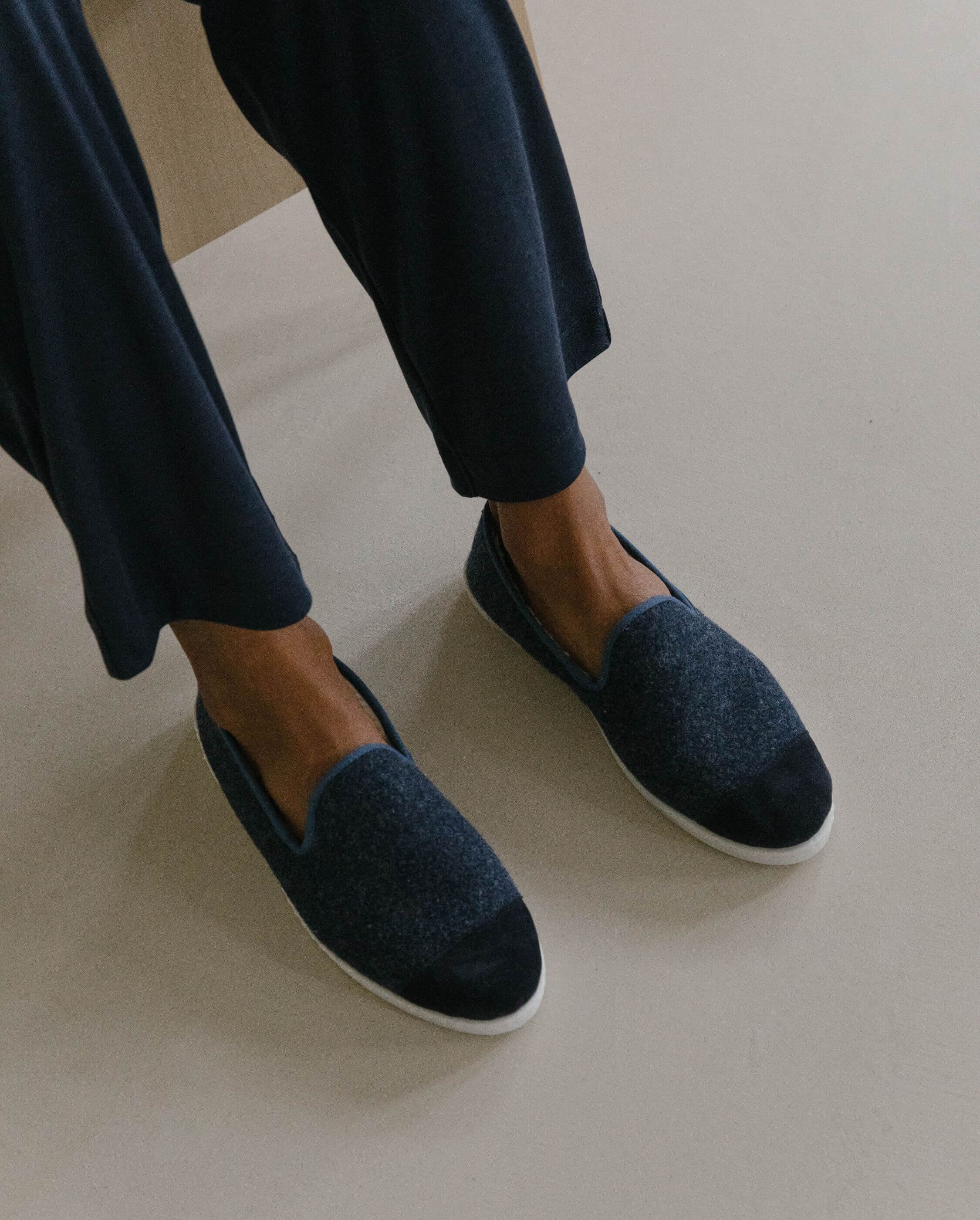 Limited edition men's slippers, navy blue denim ANGARDE Blue