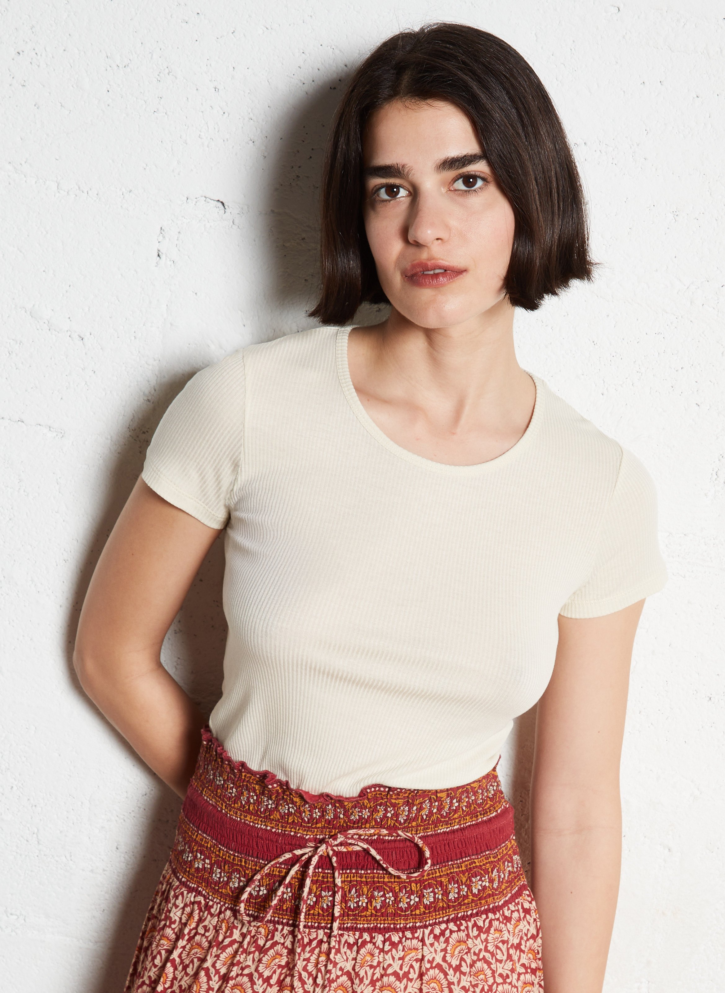 Tee-shirt ajusté côtelé MAJESTIC FILATURES