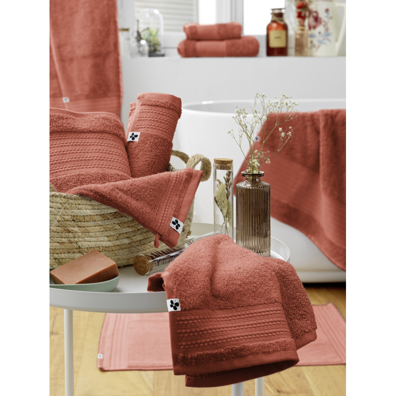 100% combed cotton bath towel L'EFFET PAPILLON Red