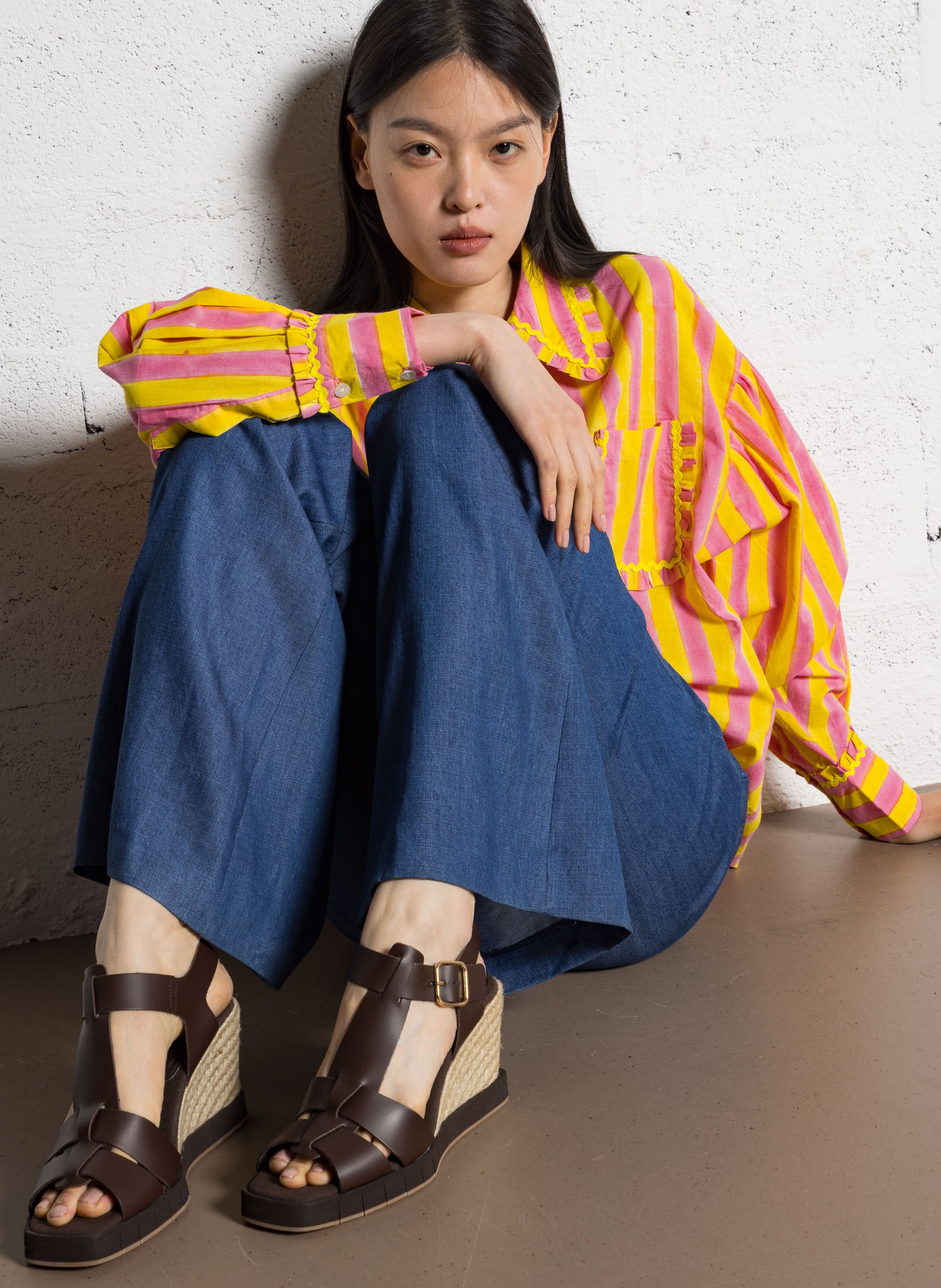 Chemise oversize en coton rayé Multicolore