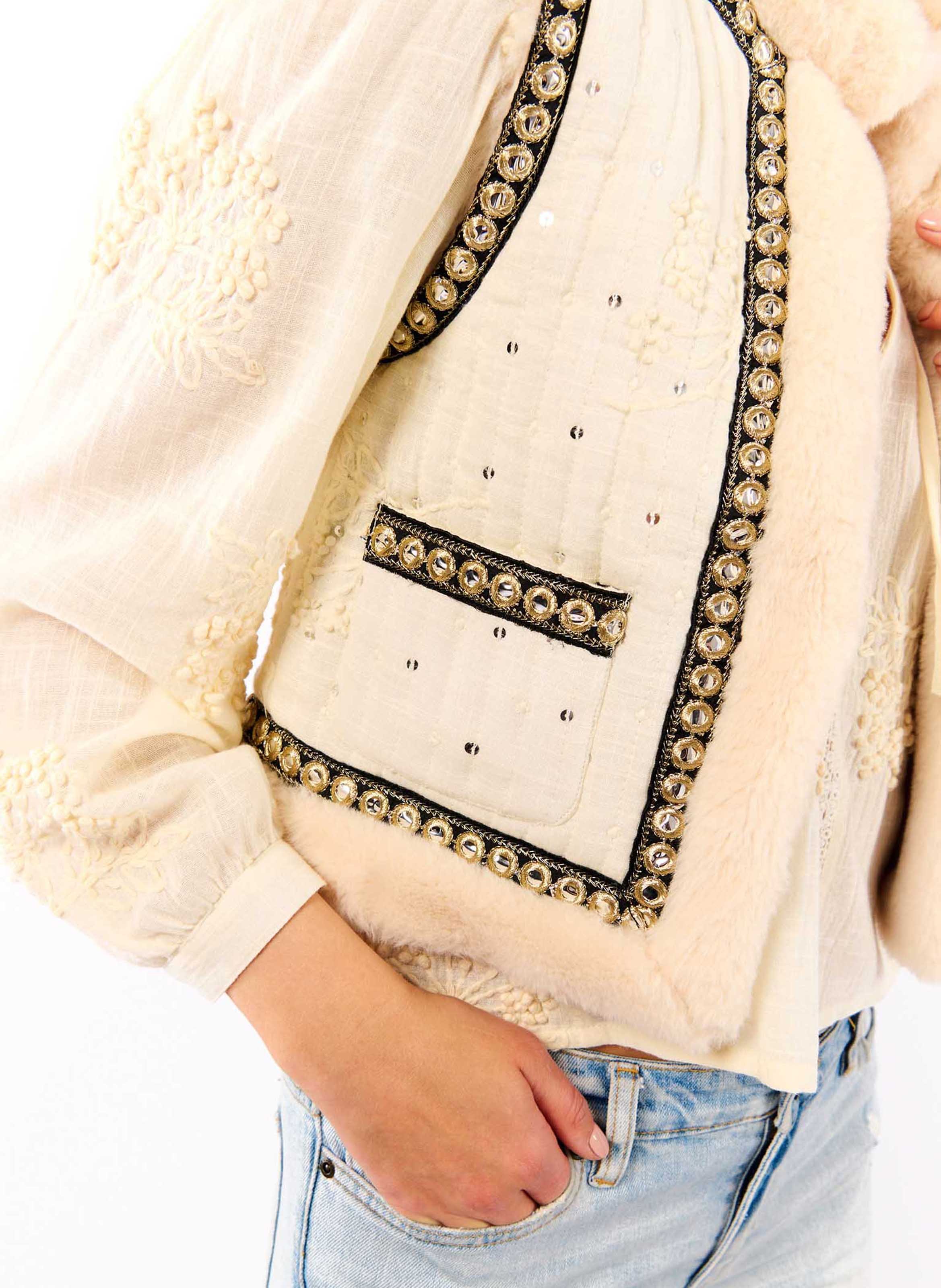 Straight cotton jacket WILD White