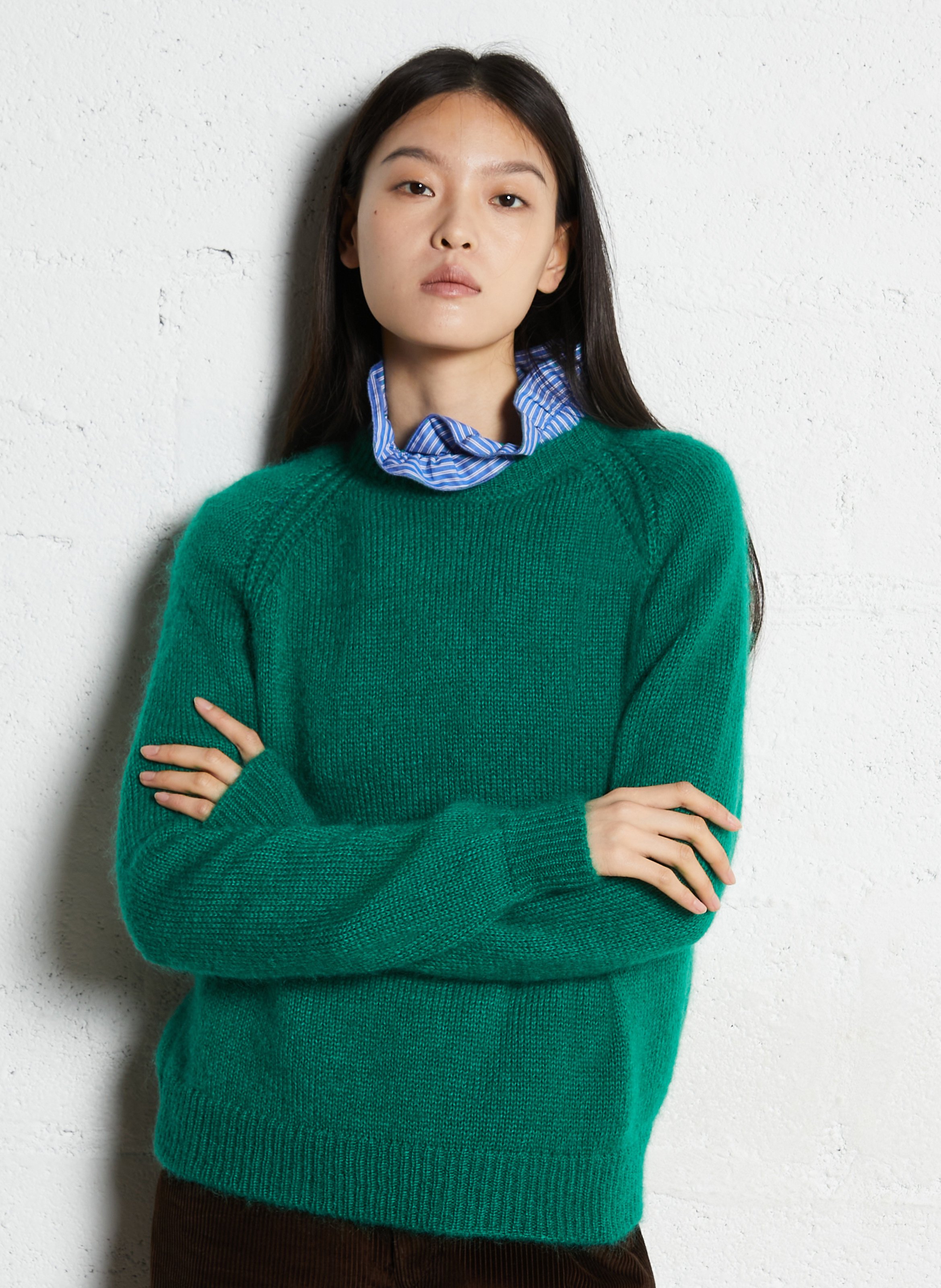 Rechte trui van gemengde mohair SUZIE WINKLE Groen