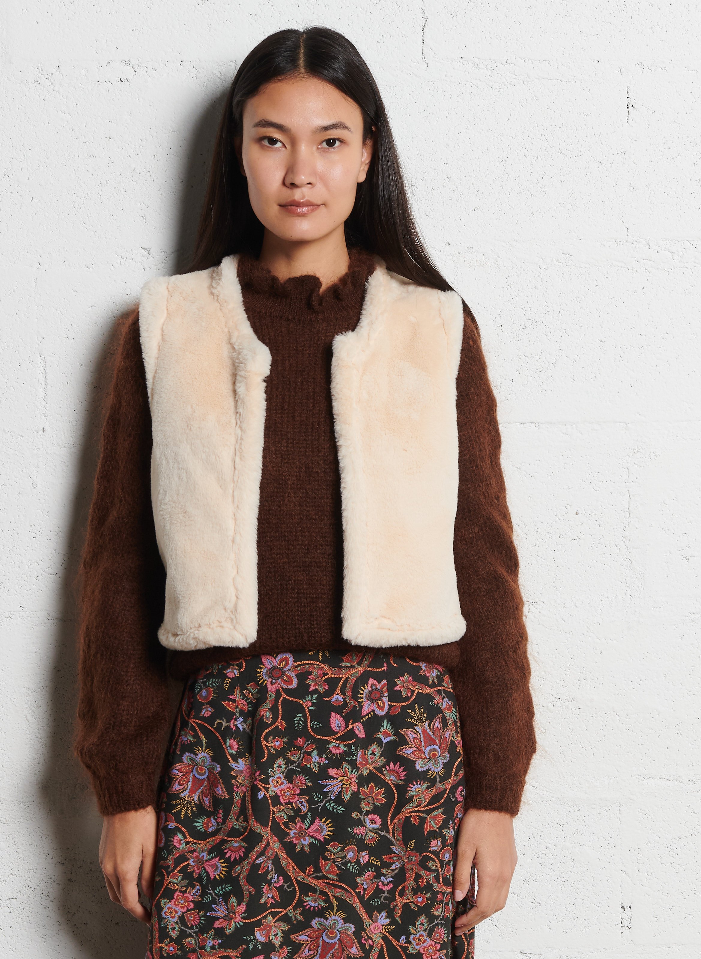 Reversible embroidered sleeveless jacket LOUISE MISHA Beige