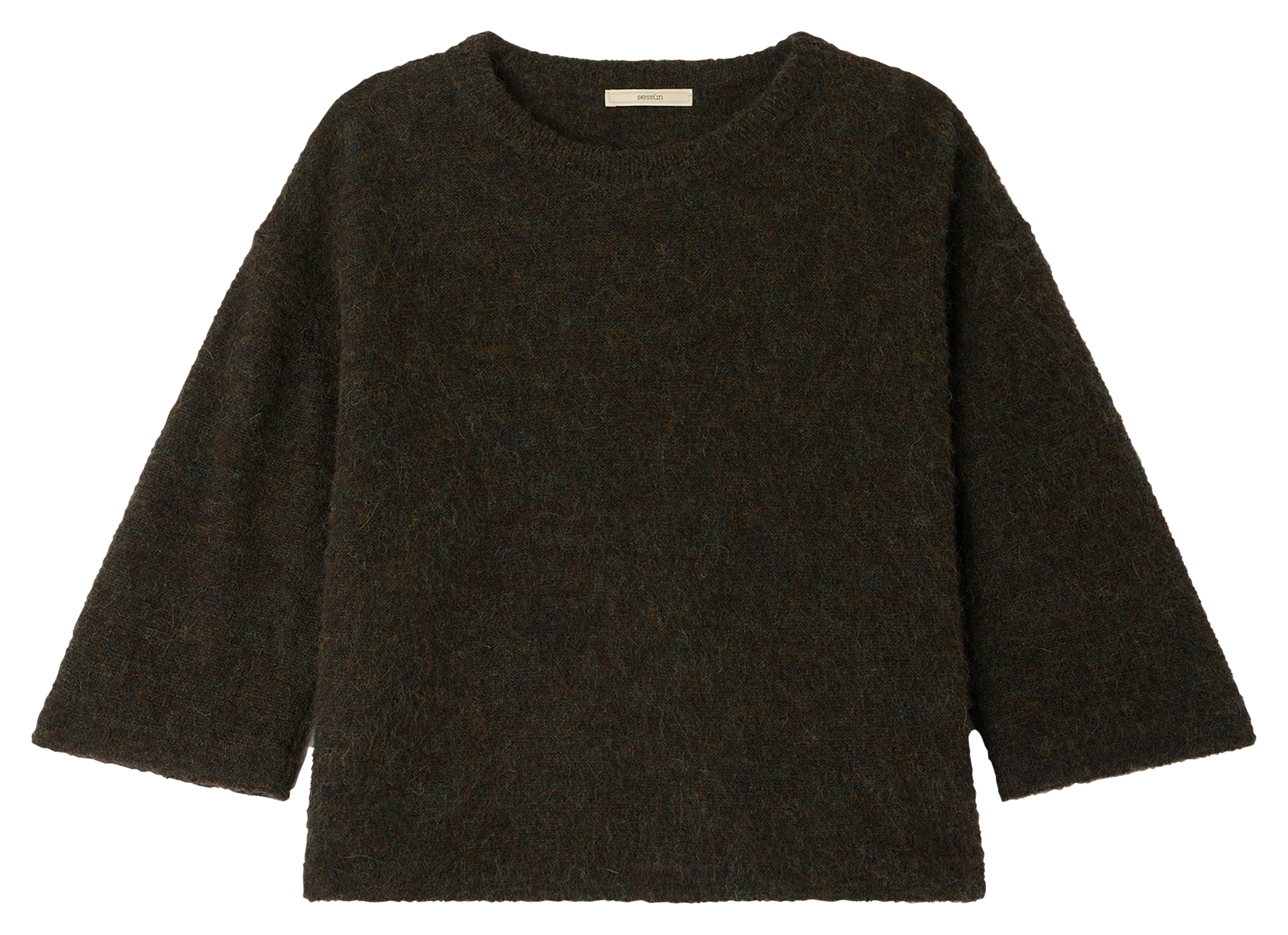 Pull oversize col rond en laine mélangée SESSUN Marron