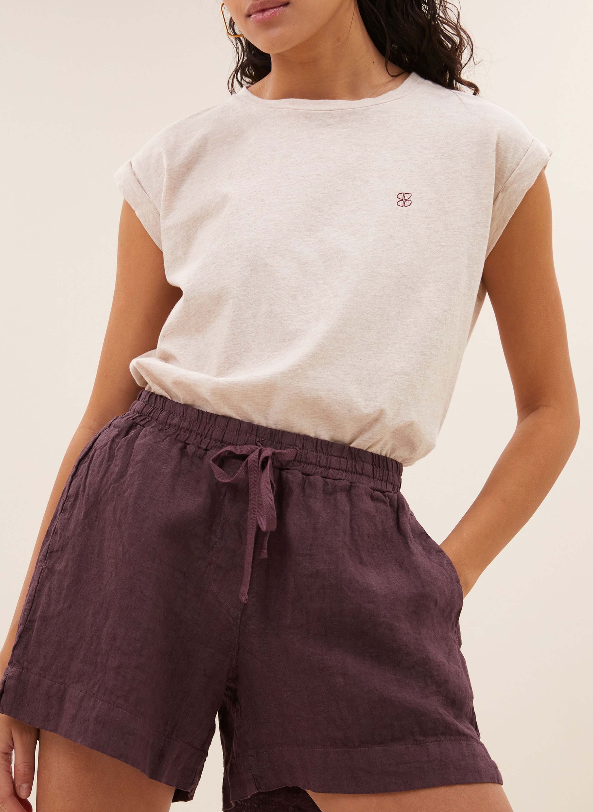 Round-neck organic cotton T-shirt BY BAR Pink